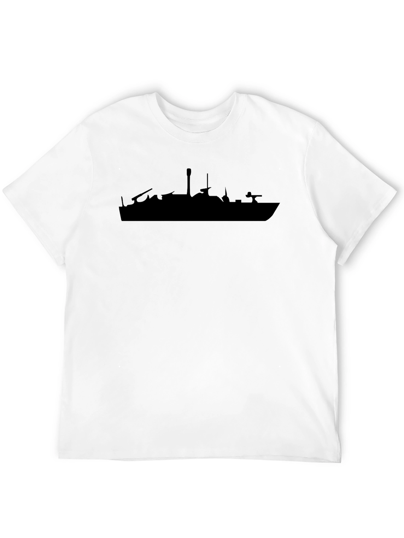Navy Ship Silhouette Tee - Classic Black Cotton T-Shirt