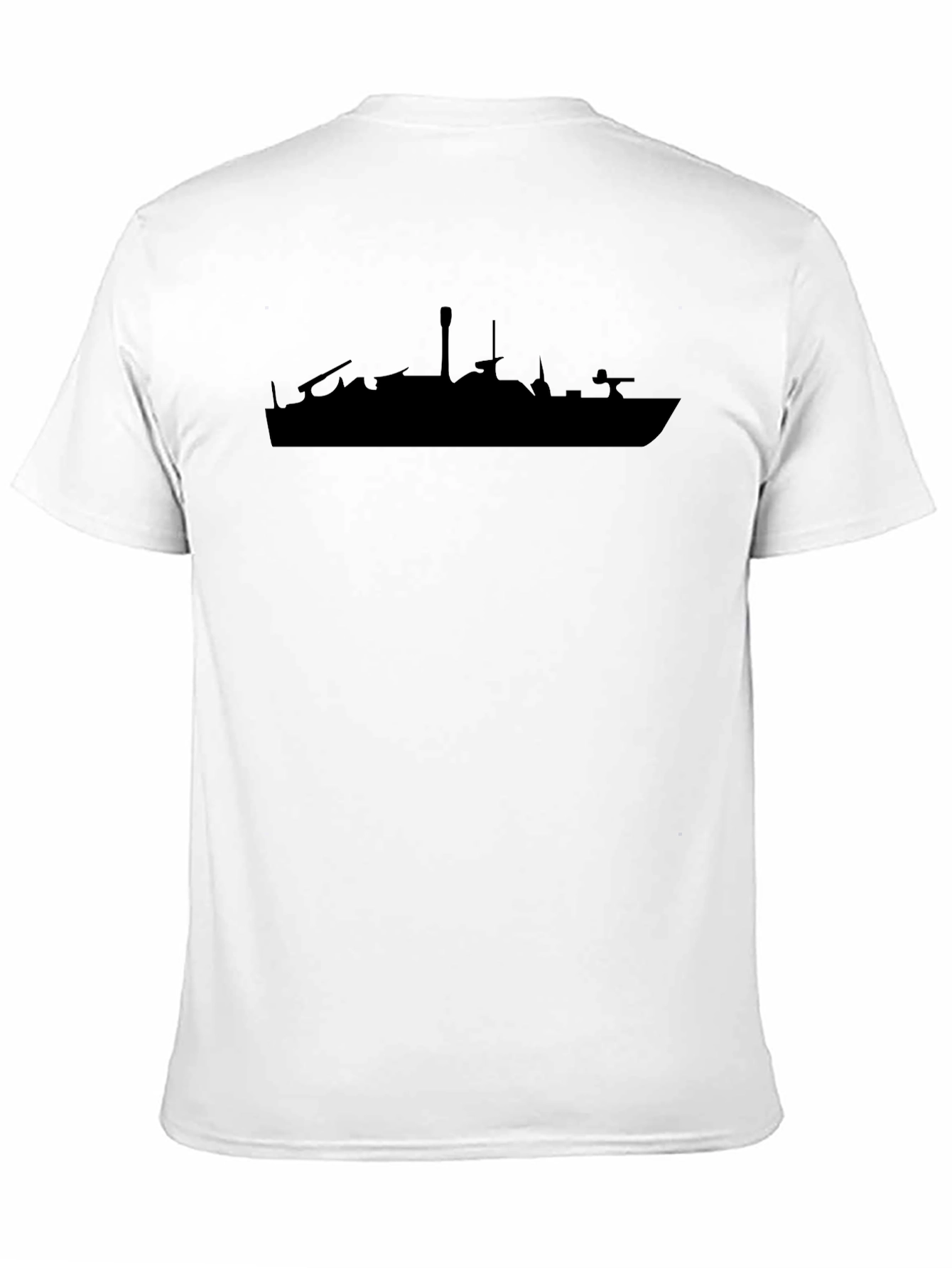 Navy Ship Silhouette Tee - Classic Black Cotton T-Shirt