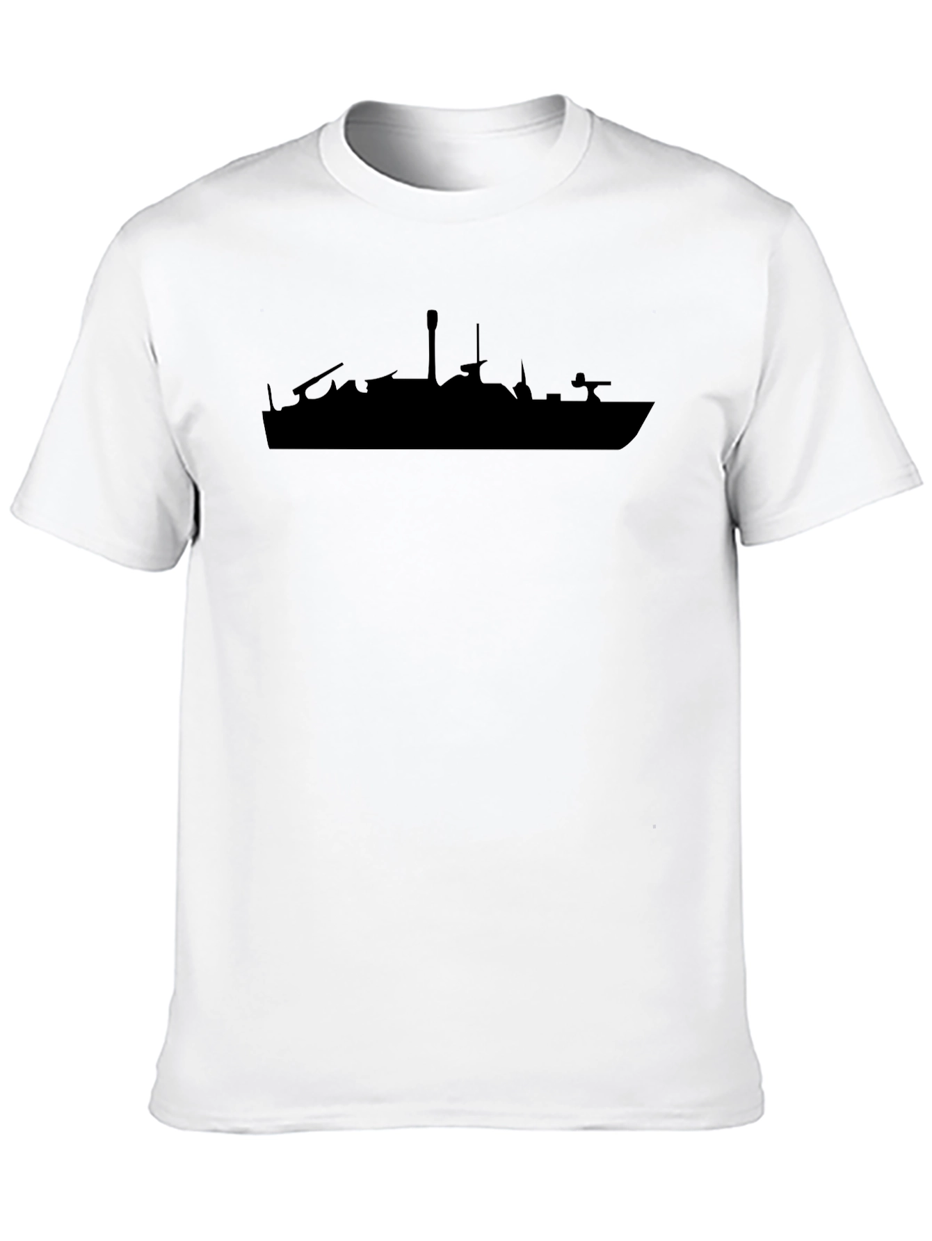 Navy Ship Silhouette Tee - Classic Black Cotton T-Shirt