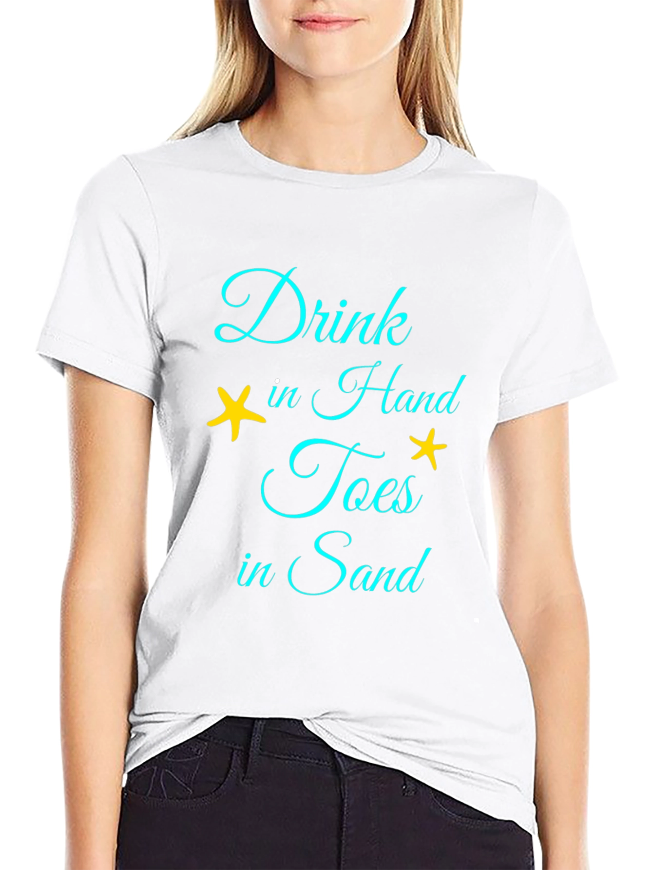 Drink In Hand Toes In Sand Graphic Tee