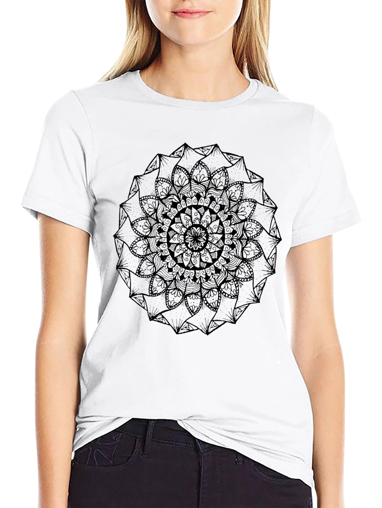 Mens Black Mandala Graphic Tee - Stylish Casual Wear