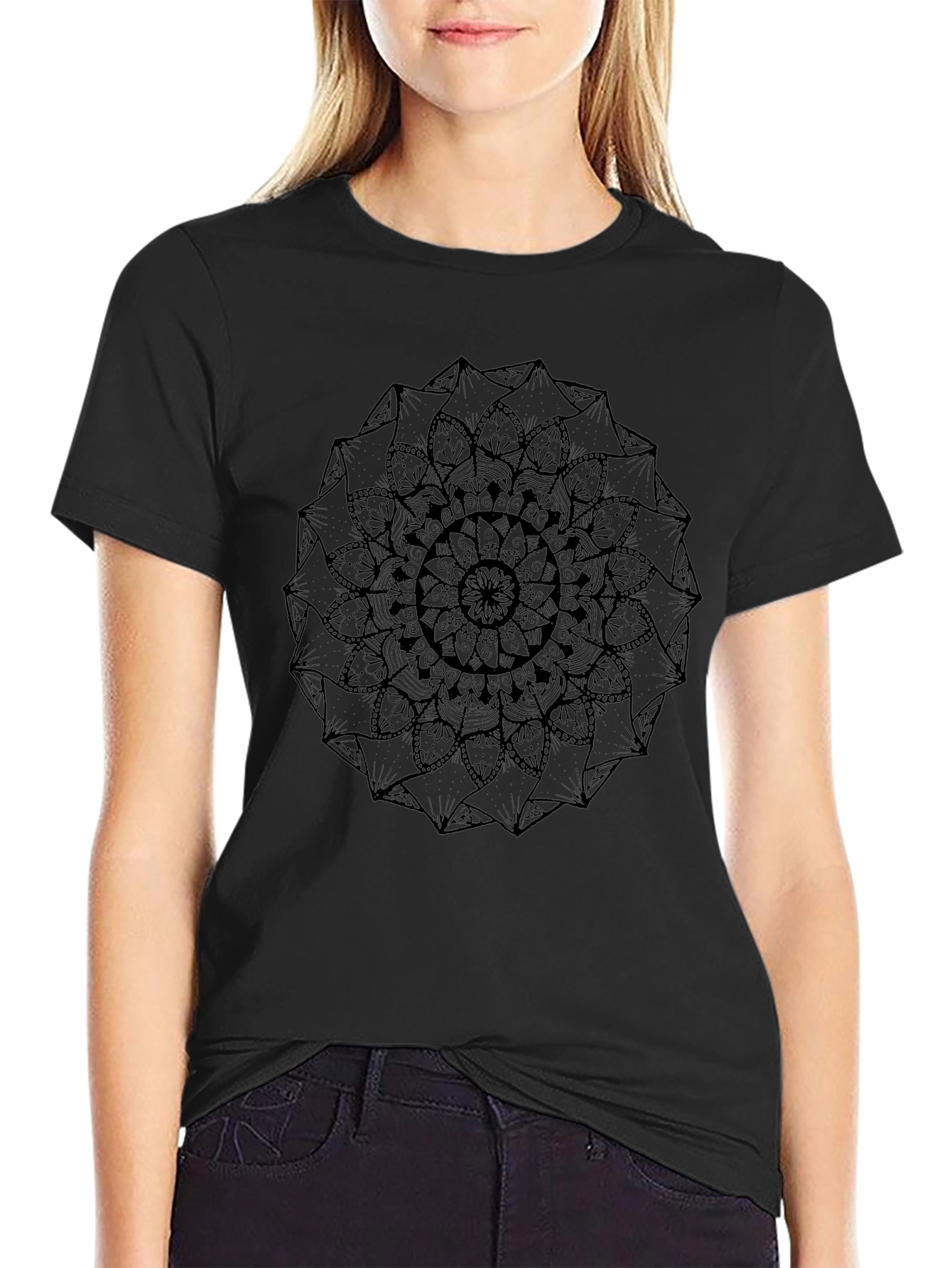 Mens Black Mandala Graphic Tee - Stylish Casual Wear