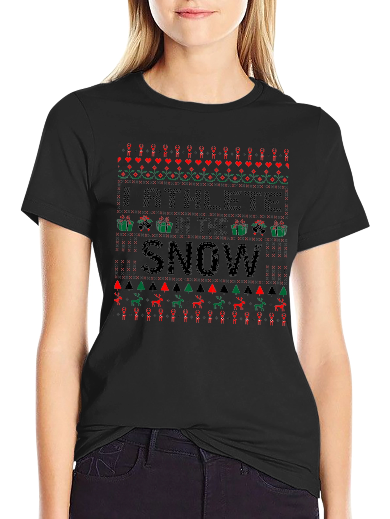 Athlete in the Snow Ugly Christmas T-Shirt