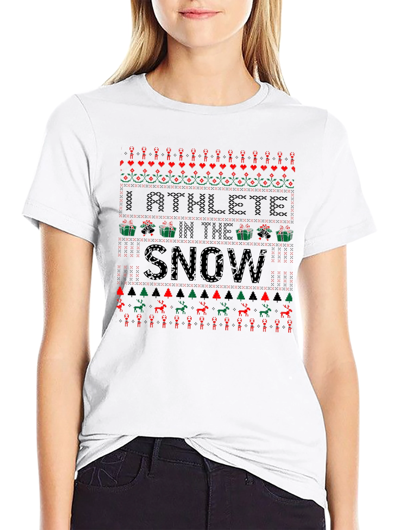 Athlete in the Snow Ugly Christmas T-Shirt