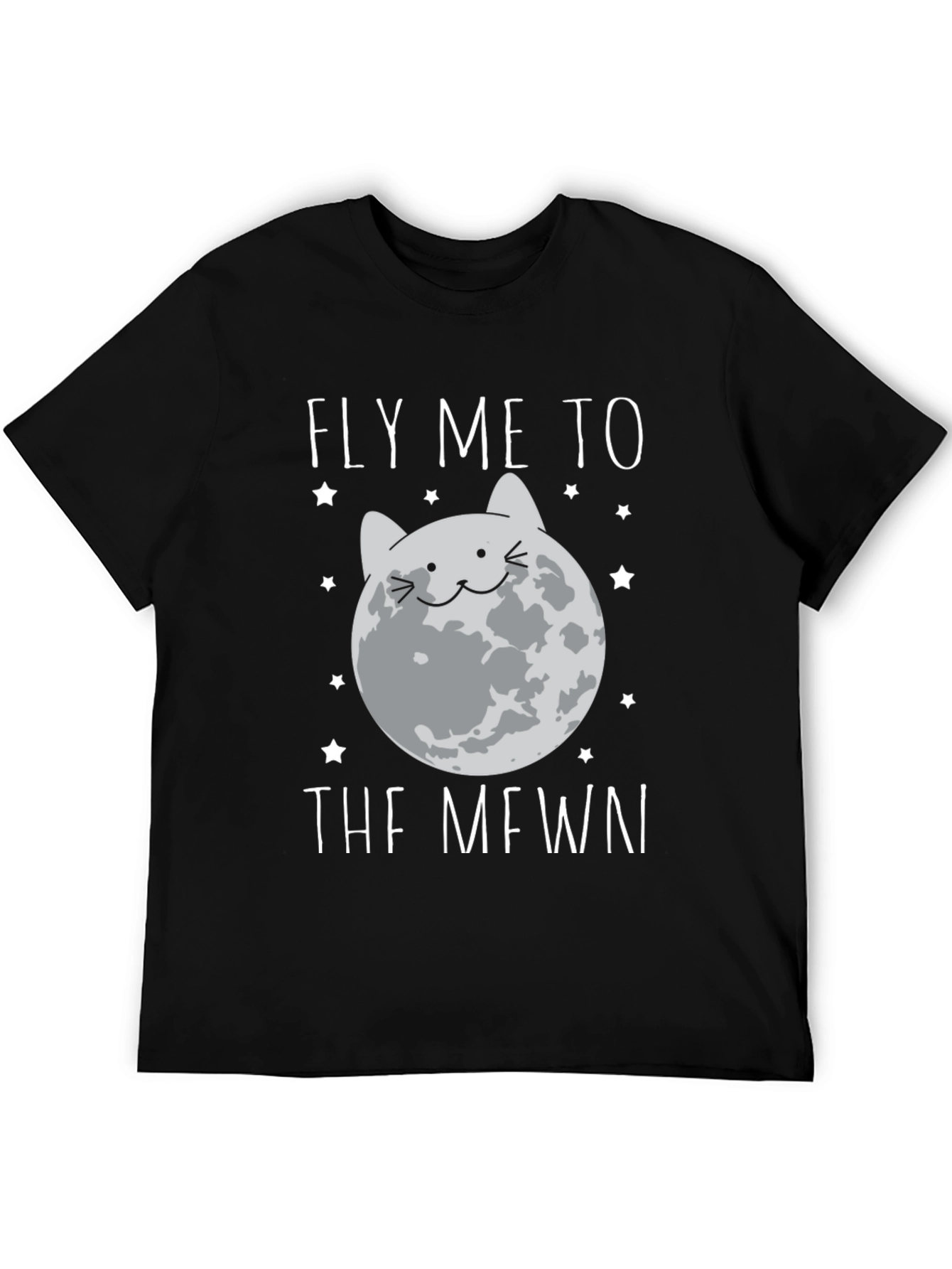 Fly Me To The Mewn Black Graphic Tee