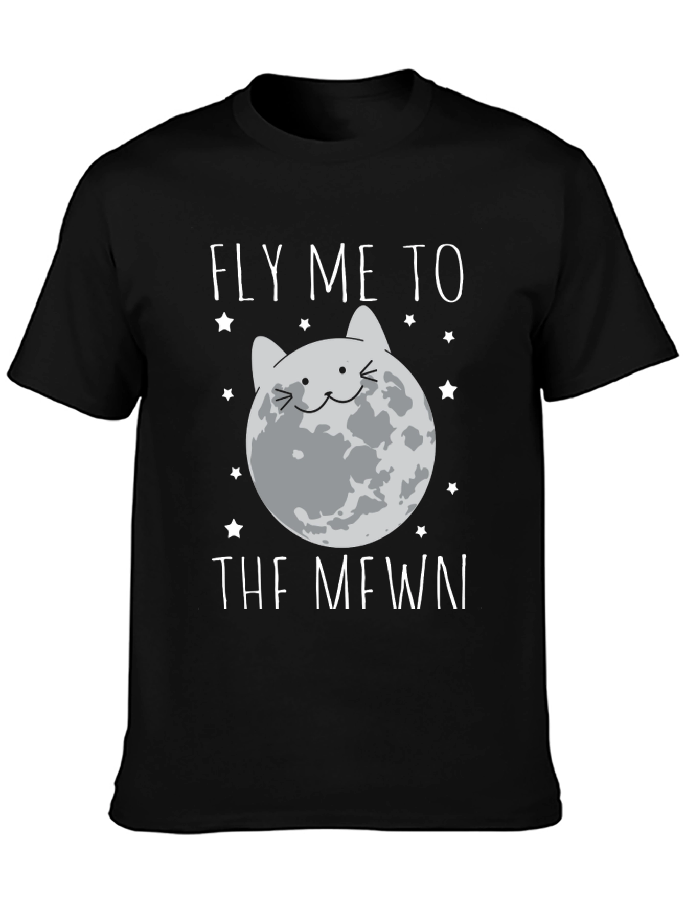 Fly Me To The Mewn Black Graphic Tee