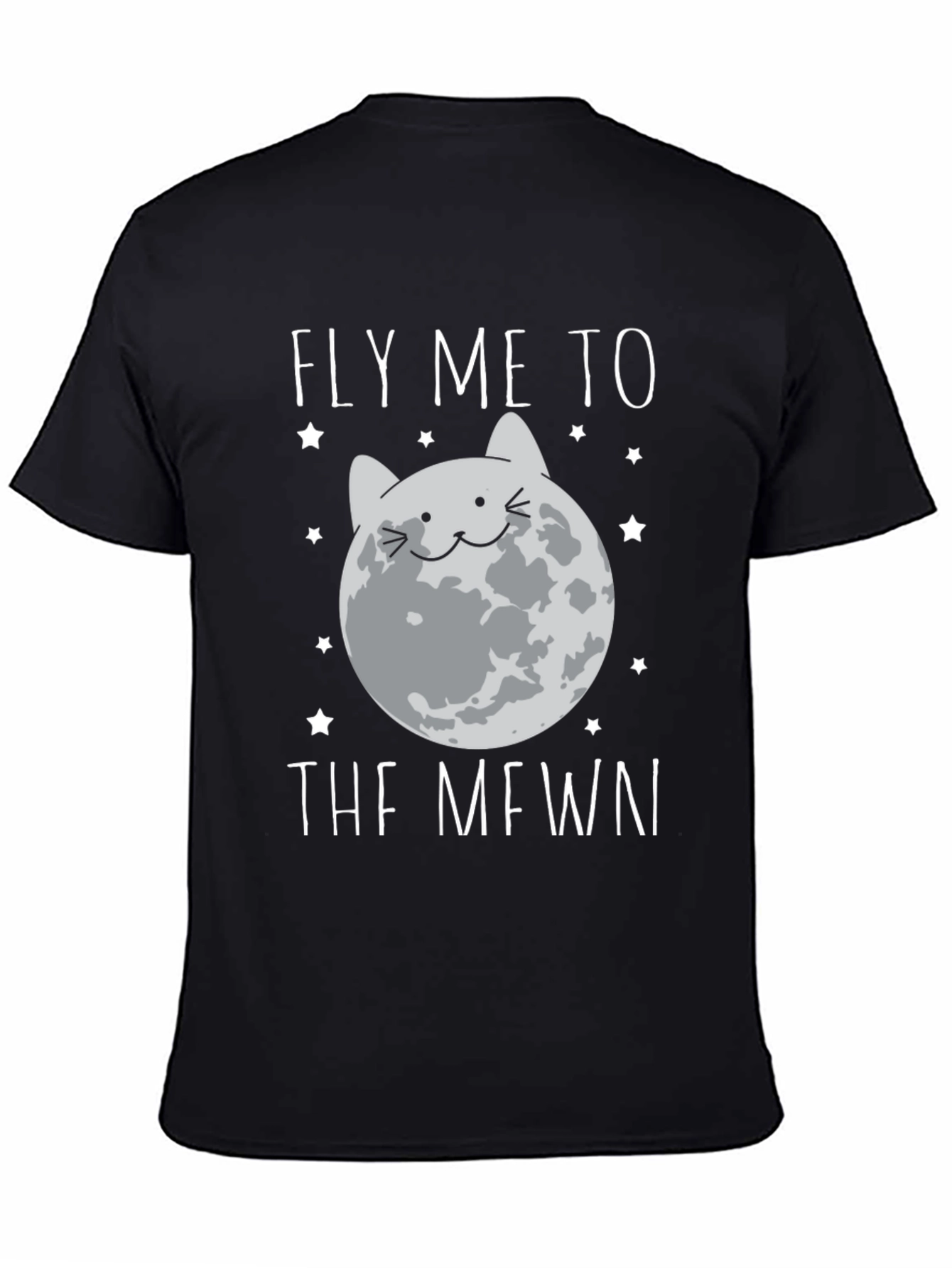 Fly Me To The Mewn Black Graphic Tee