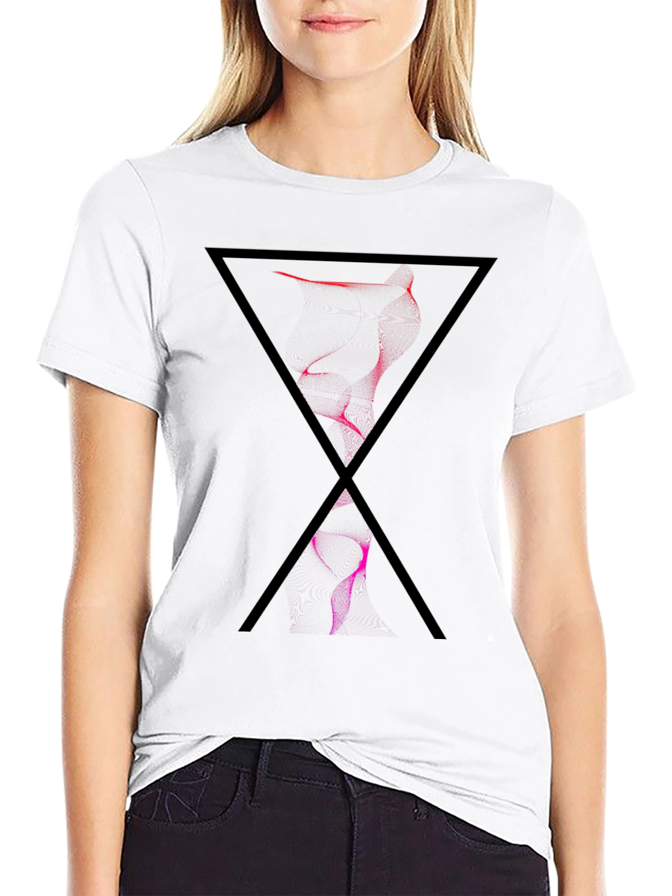 Abstract Triangle Graphic Tee - Modern Black T-Shirt