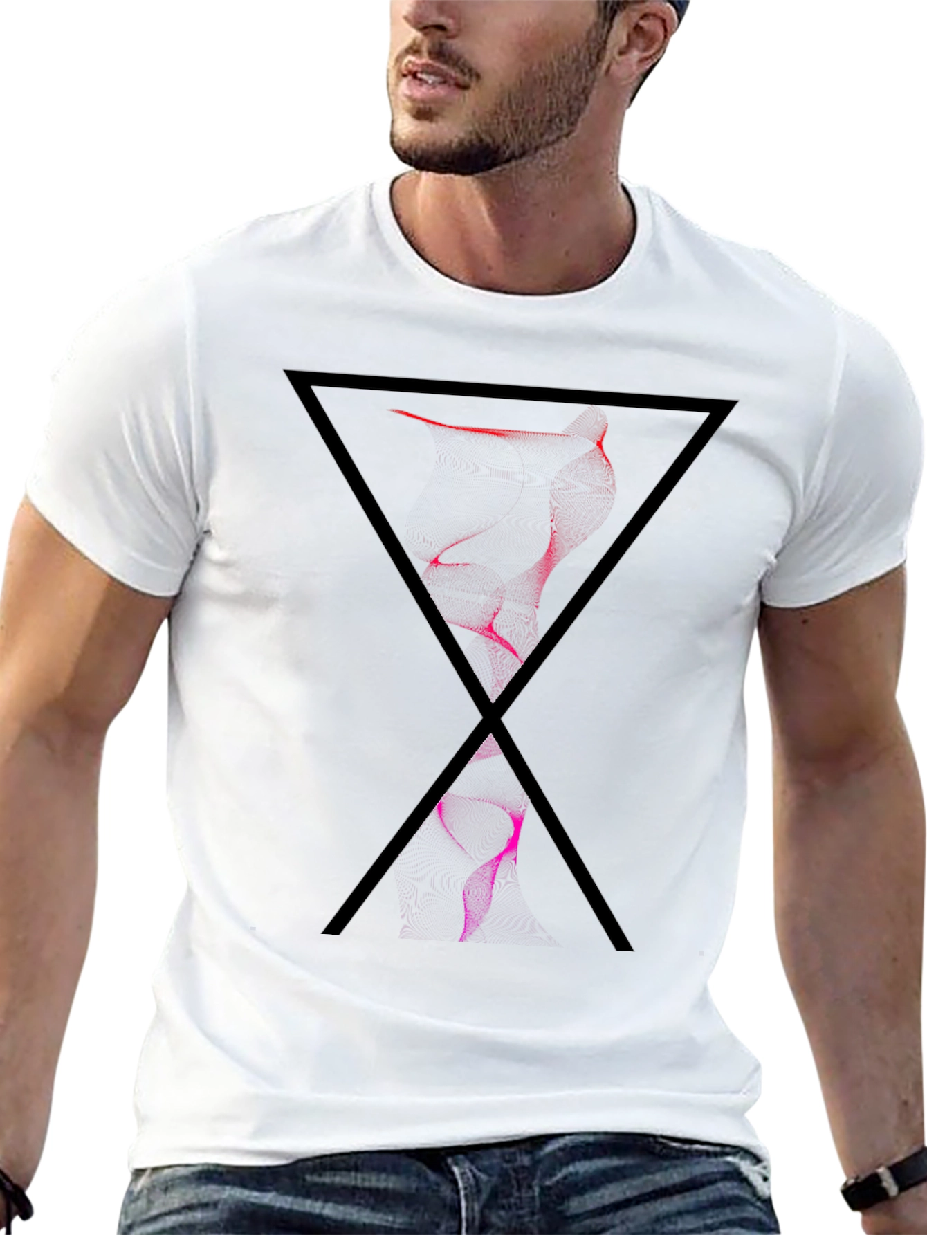 Abstract Triangle Graphic Tee - Modern Black T-Shirt