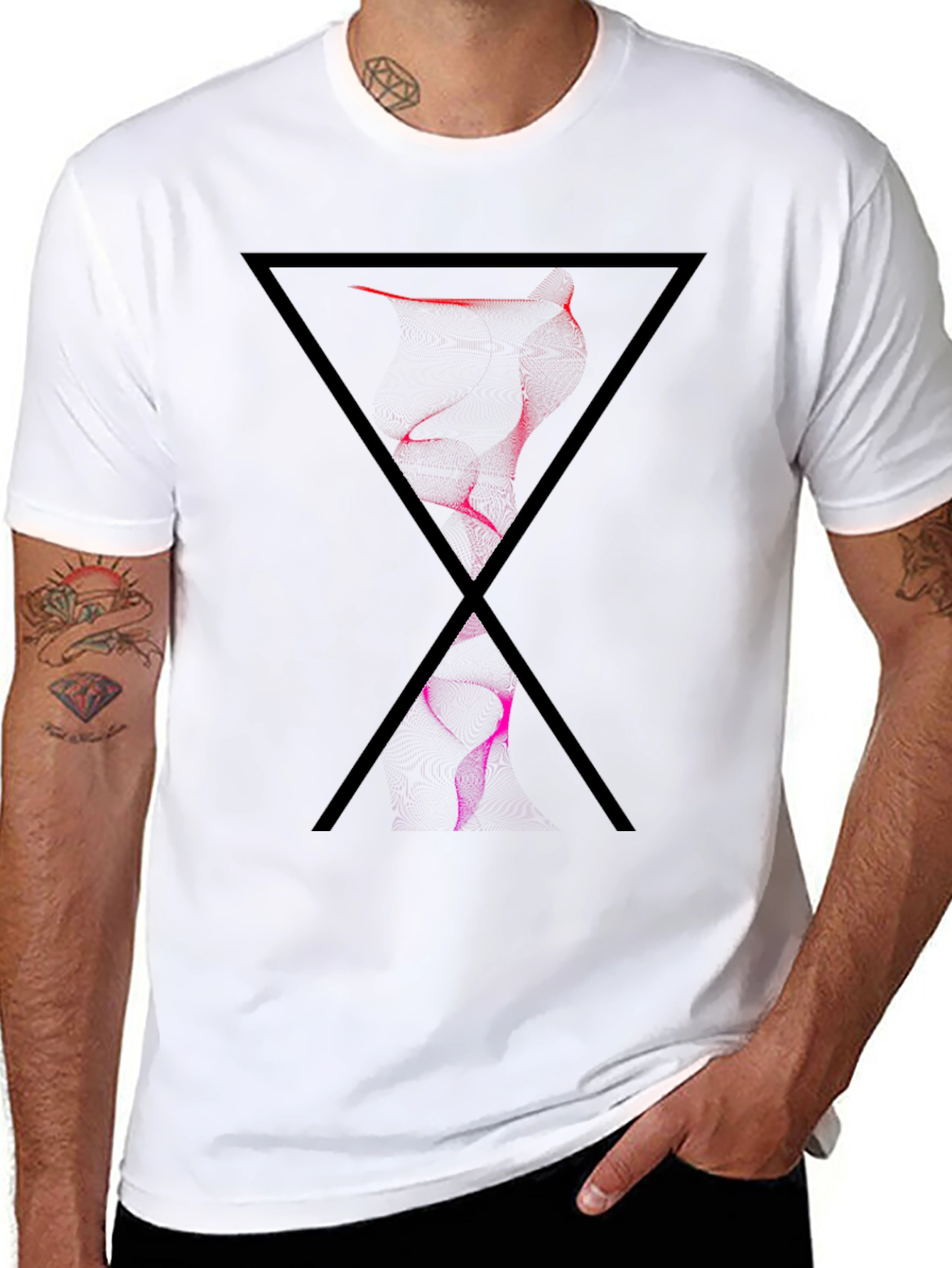 Abstract Triangle Graphic Tee - Modern Black T-Shirt