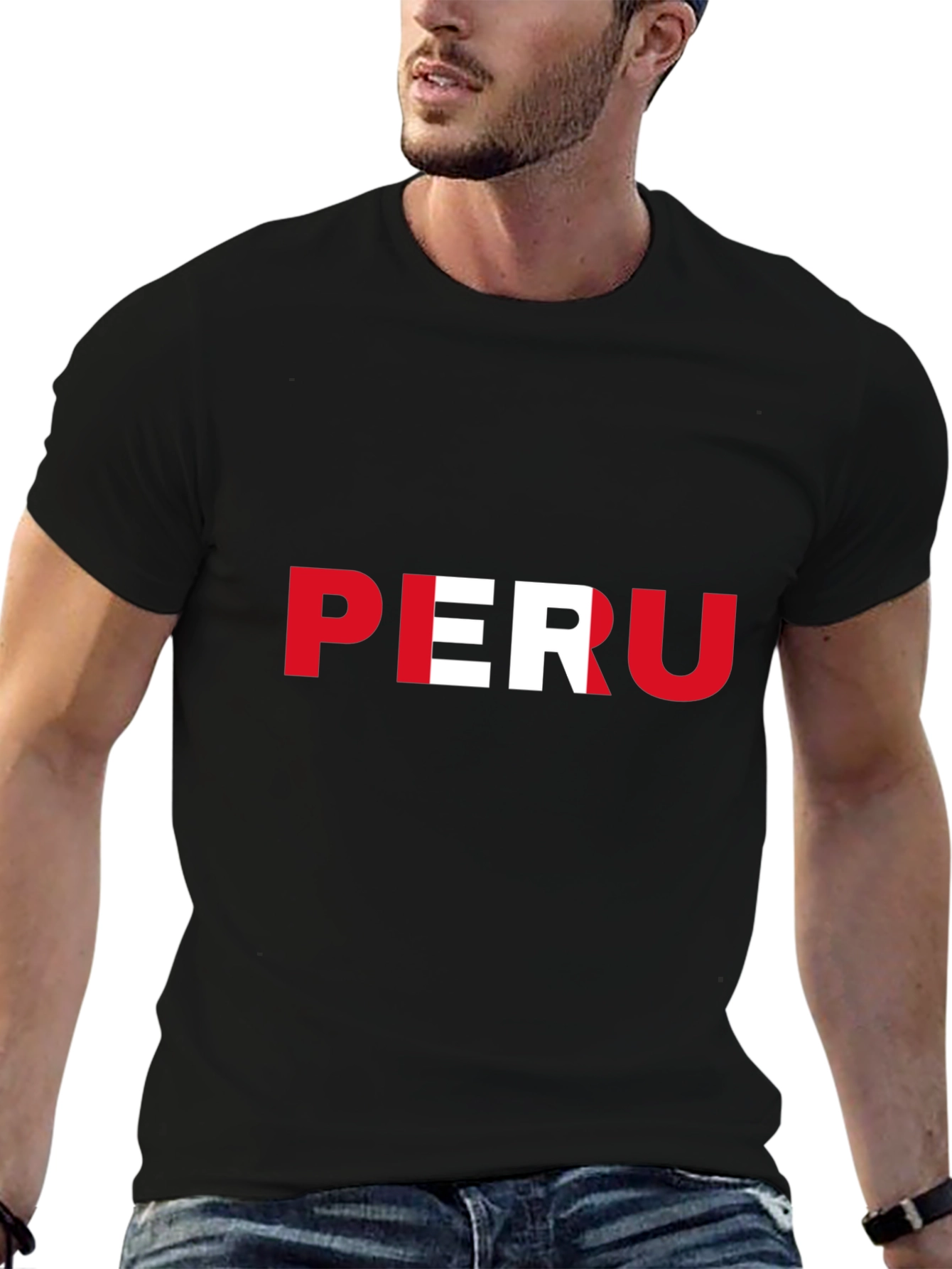 Peru Flag T-Shirt - Black Graphic Tee