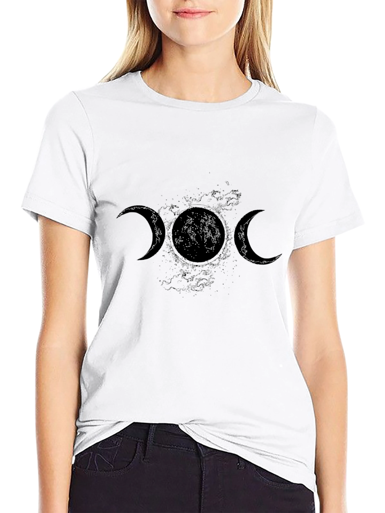 Triple Moon Goddess T-Shirt - Celestial Black Tee