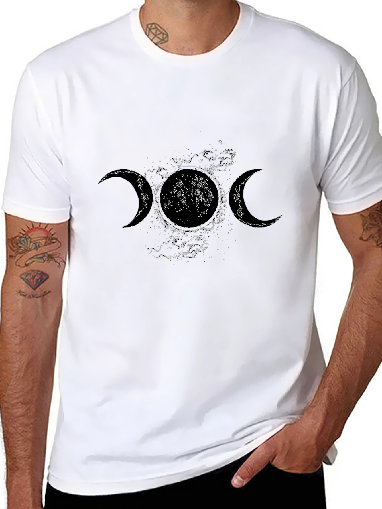 Triple Moon Goddess T-Shirt - Celestial Black Tee