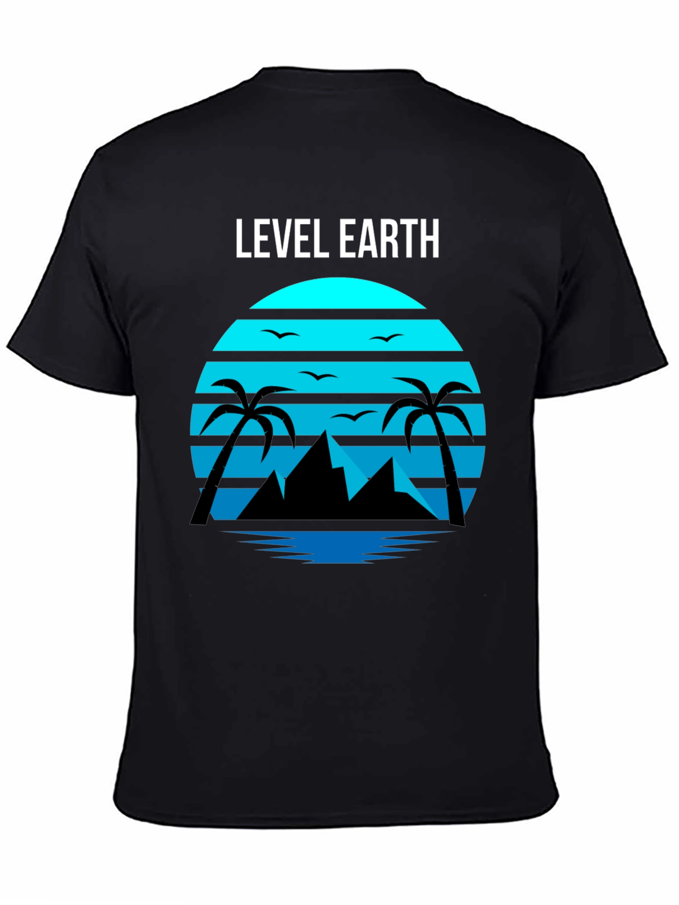 Level Earth Tee - Retro Sunset Palm Design