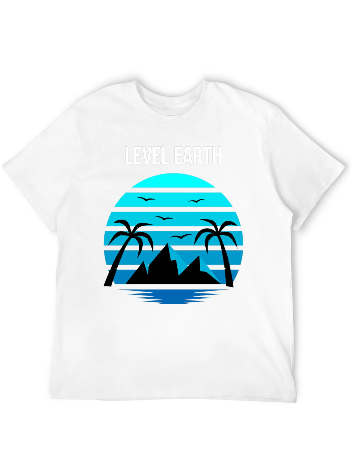 Level Earth Tee - Retro Sunset Palm Design