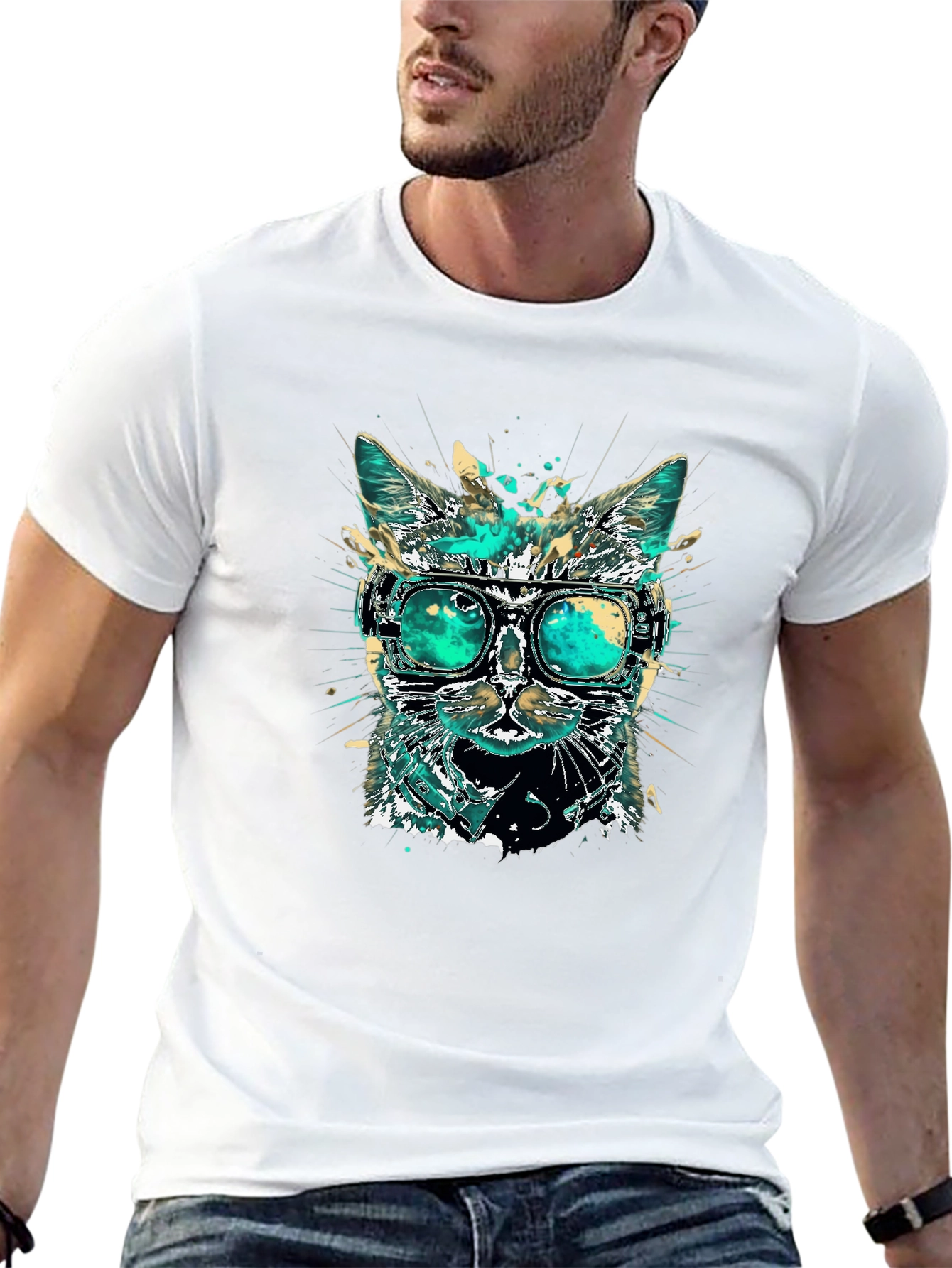 Cool Cat T-Shirt with Goggles