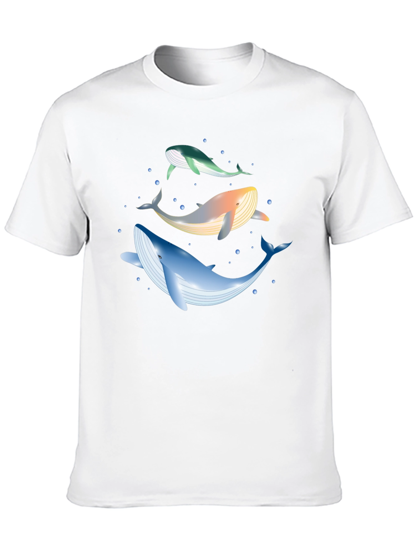 Whale Trio Graphic Tee - Black Cotton Casual Wear