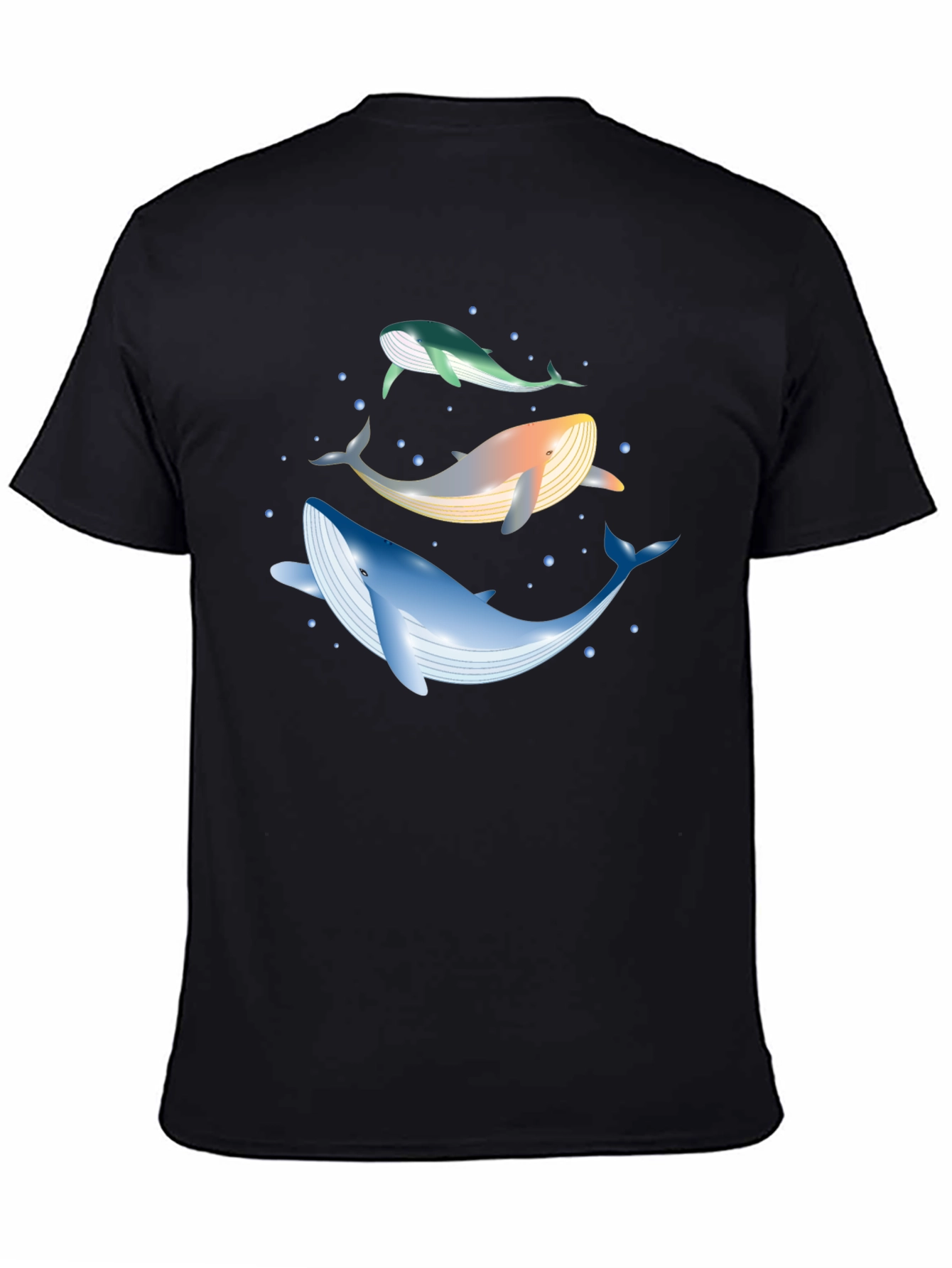 Whale Trio Graphic Tee - Black Cotton Casual Wear