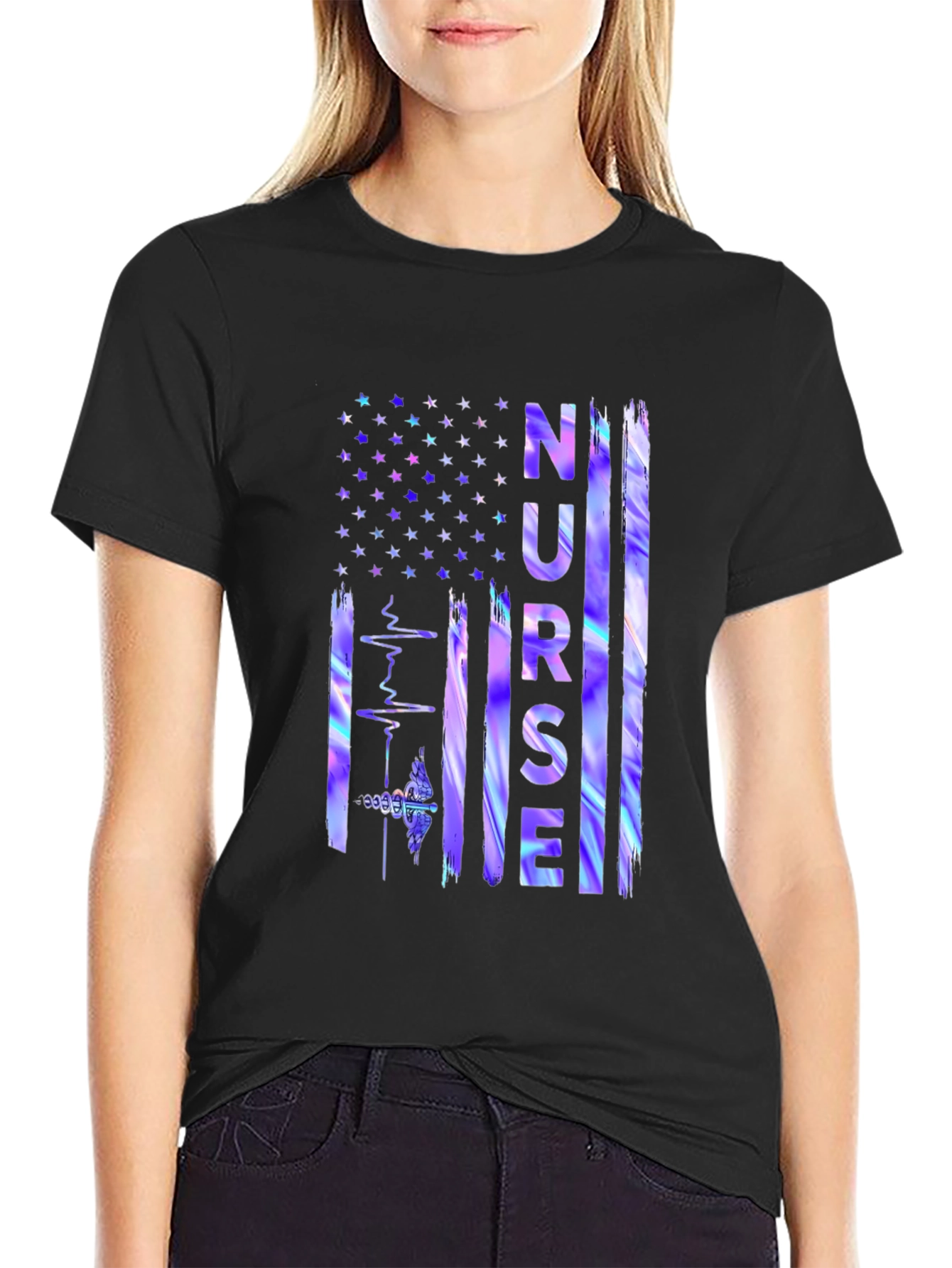 Nurse American Flag Graphic Tee