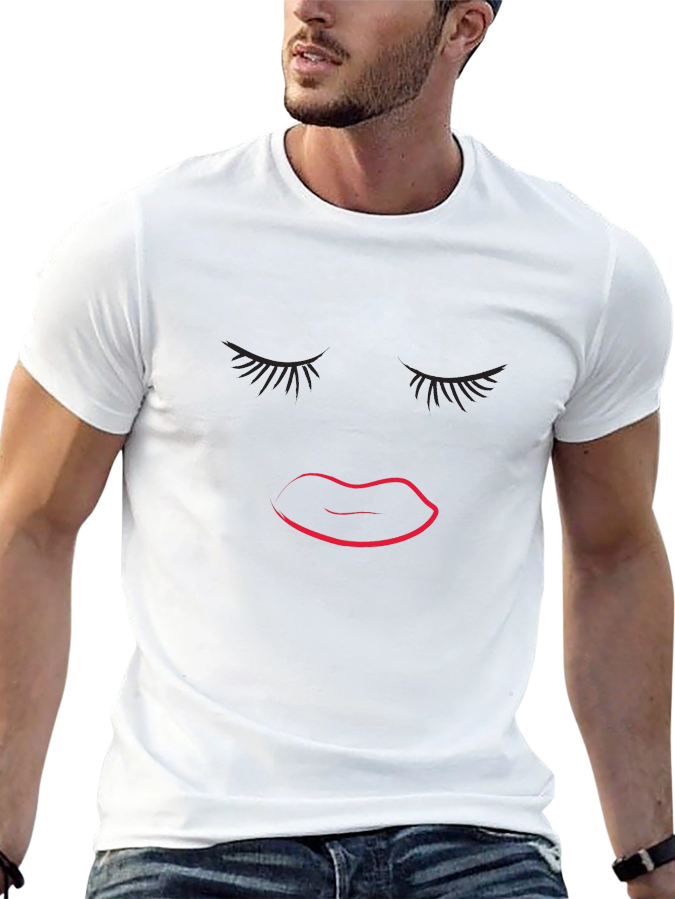 Stylish Black T-Shirt with Graphic Face Design