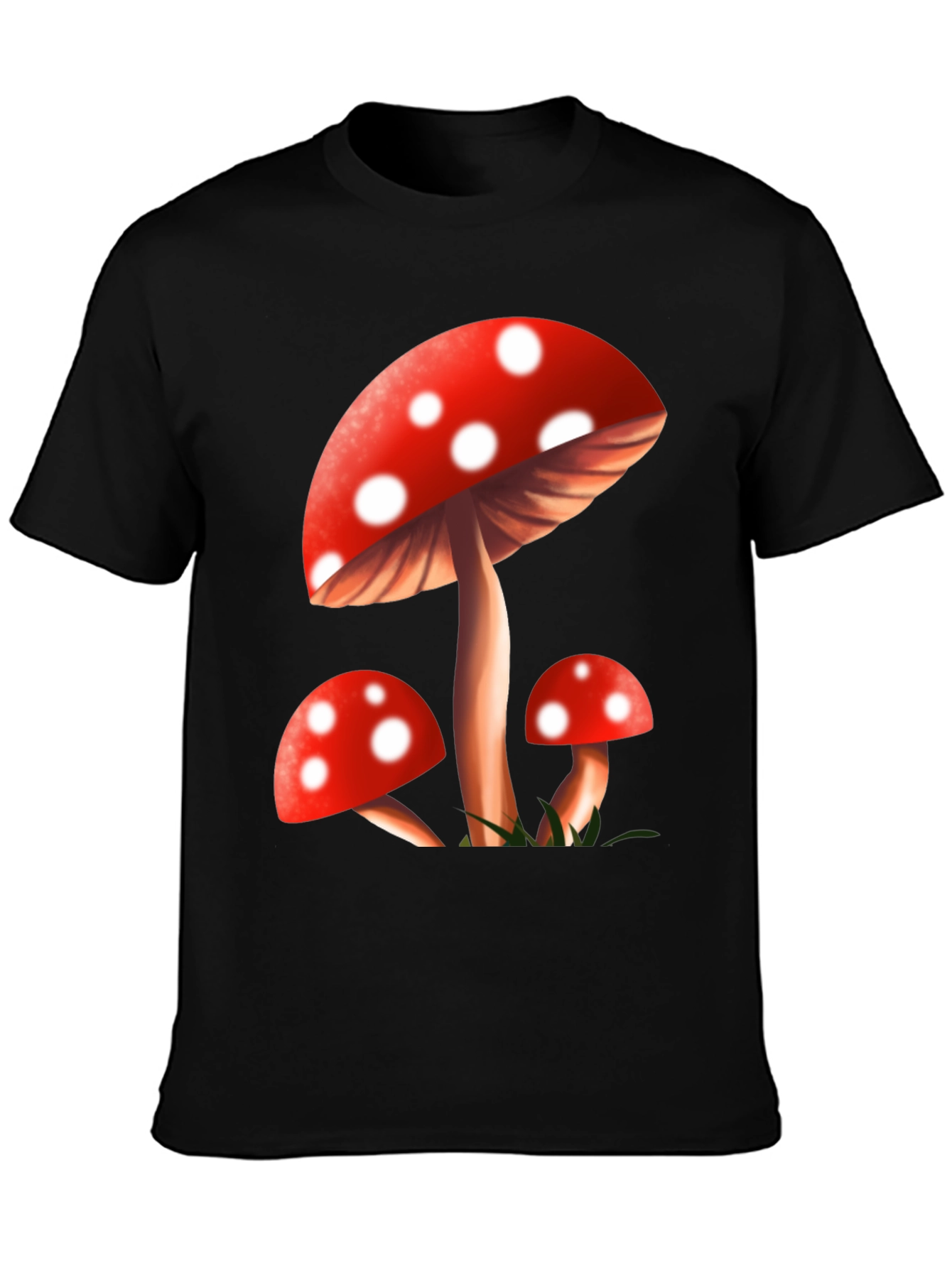 Mushroom Graphic Tee - Black Cotton Blend T-Shirt