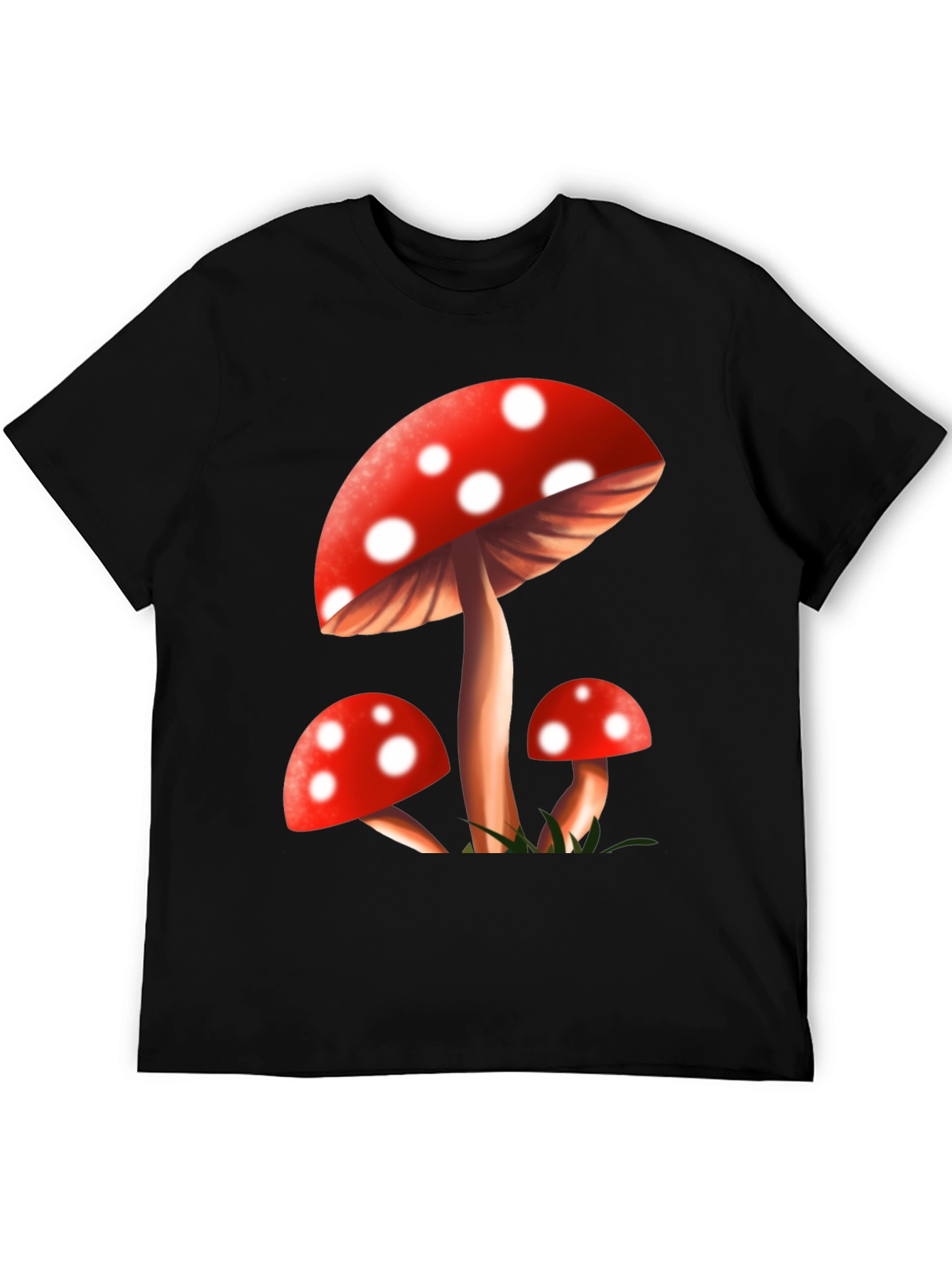 Mushroom Graphic Tee - Black Cotton Blend T-Shirt