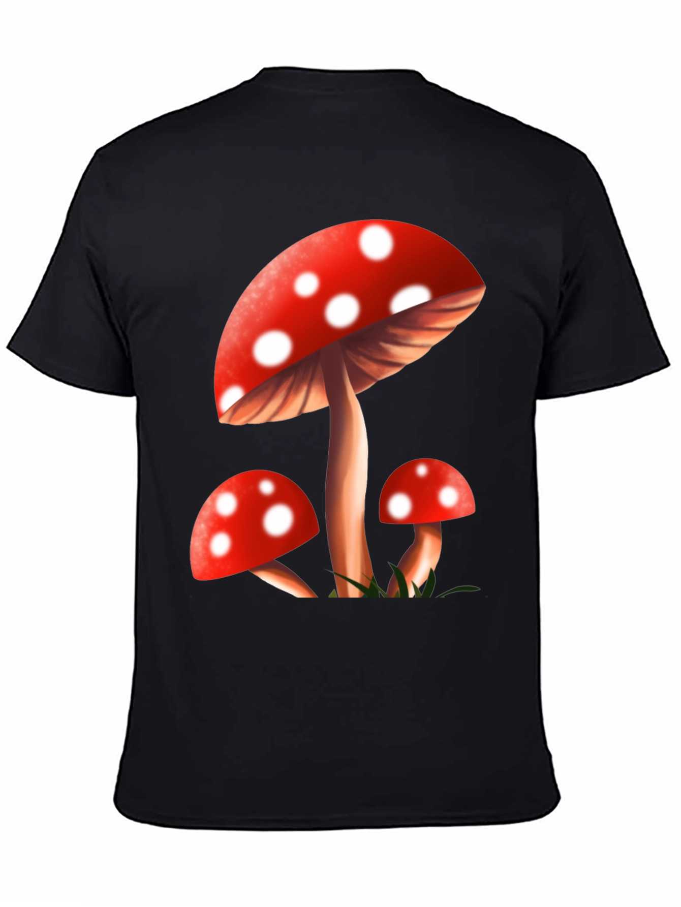 Mushroom Graphic Tee - Black Cotton Blend T-Shirt