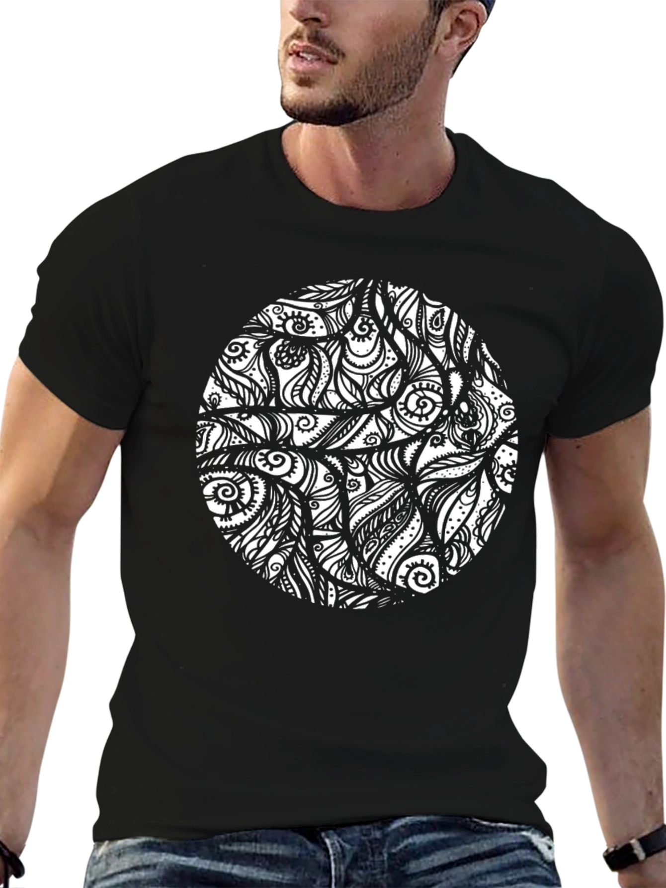 Abstract Print Black T-Shirt - Stylish Casual Wear