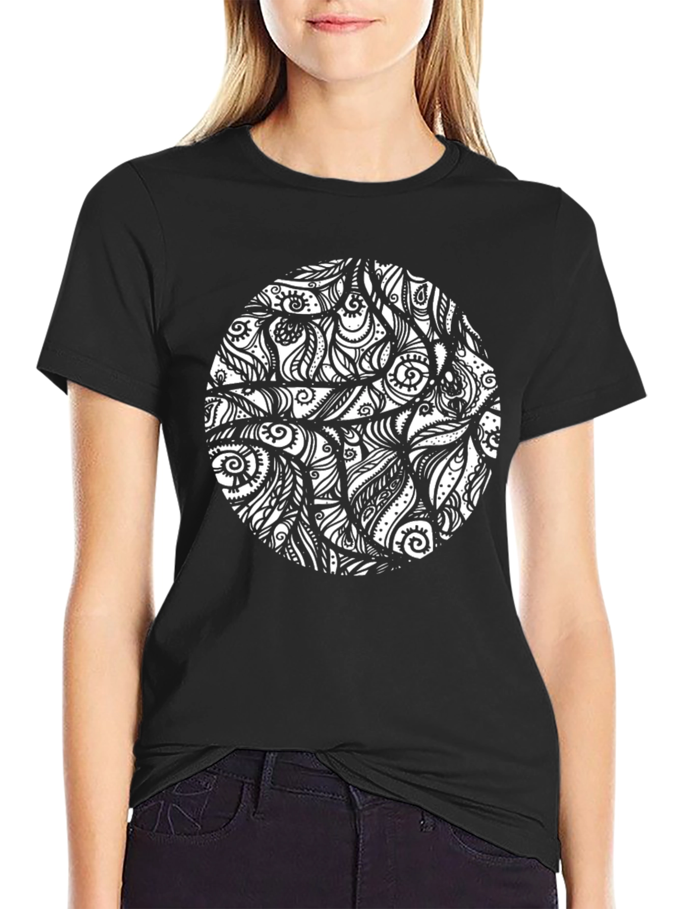 Abstract Print Black T-Shirt - Stylish Casual Wear