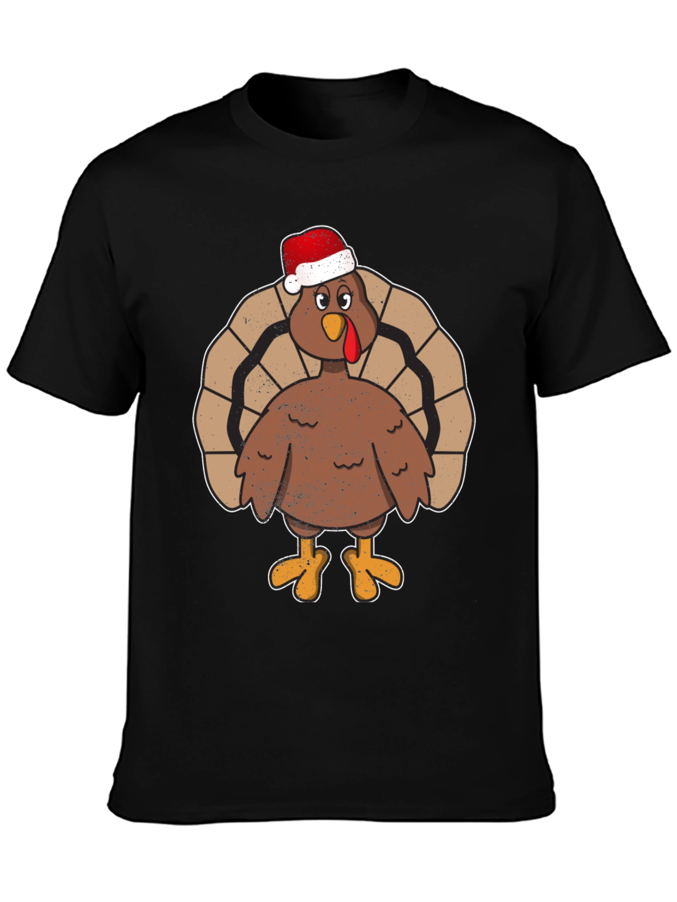 Festive Turkey Tee - Santa Hat Holiday Apparel