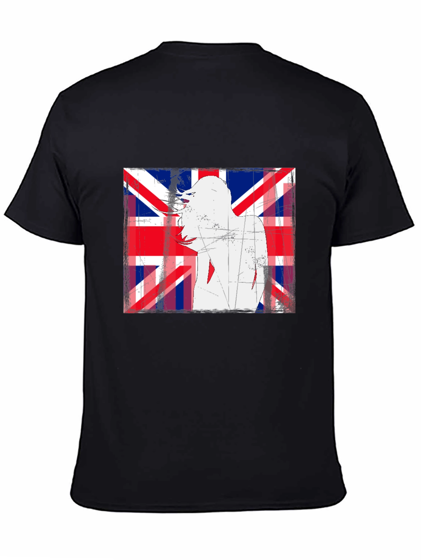 Union Jack Woman Graphic Print Black T-Shirt
