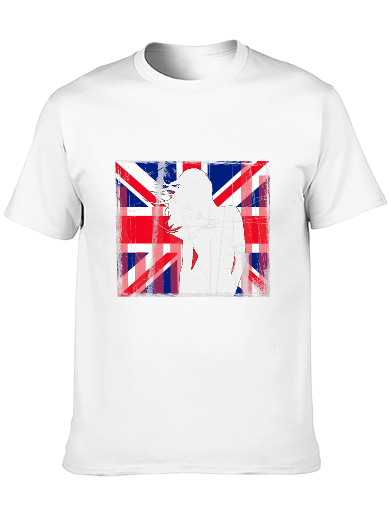 Union Jack Woman Graphic Print Black T-Shirt