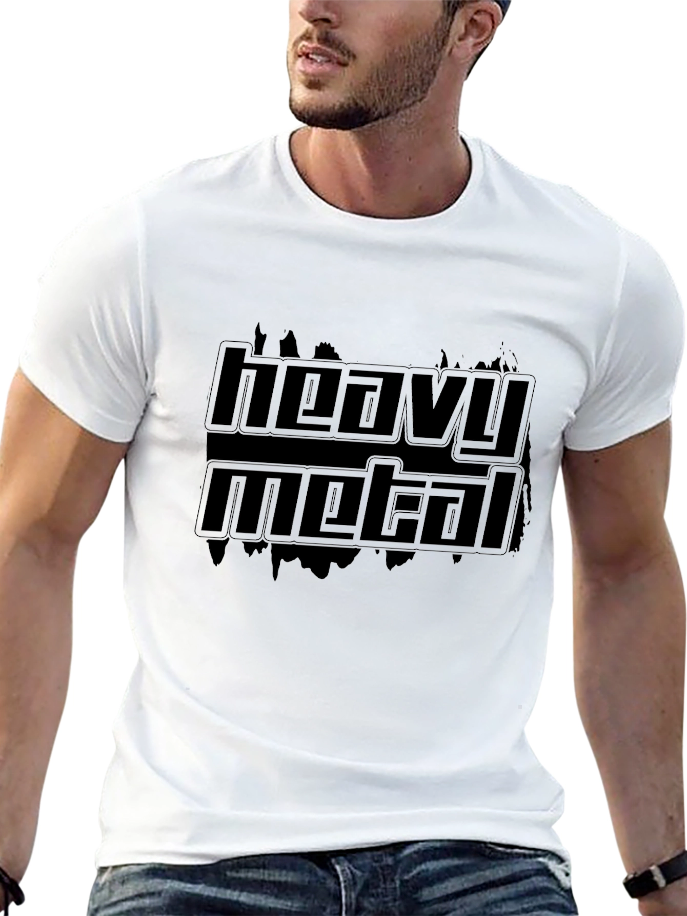 Heavy Metal Graphic Print Crew Neck T-Shirt