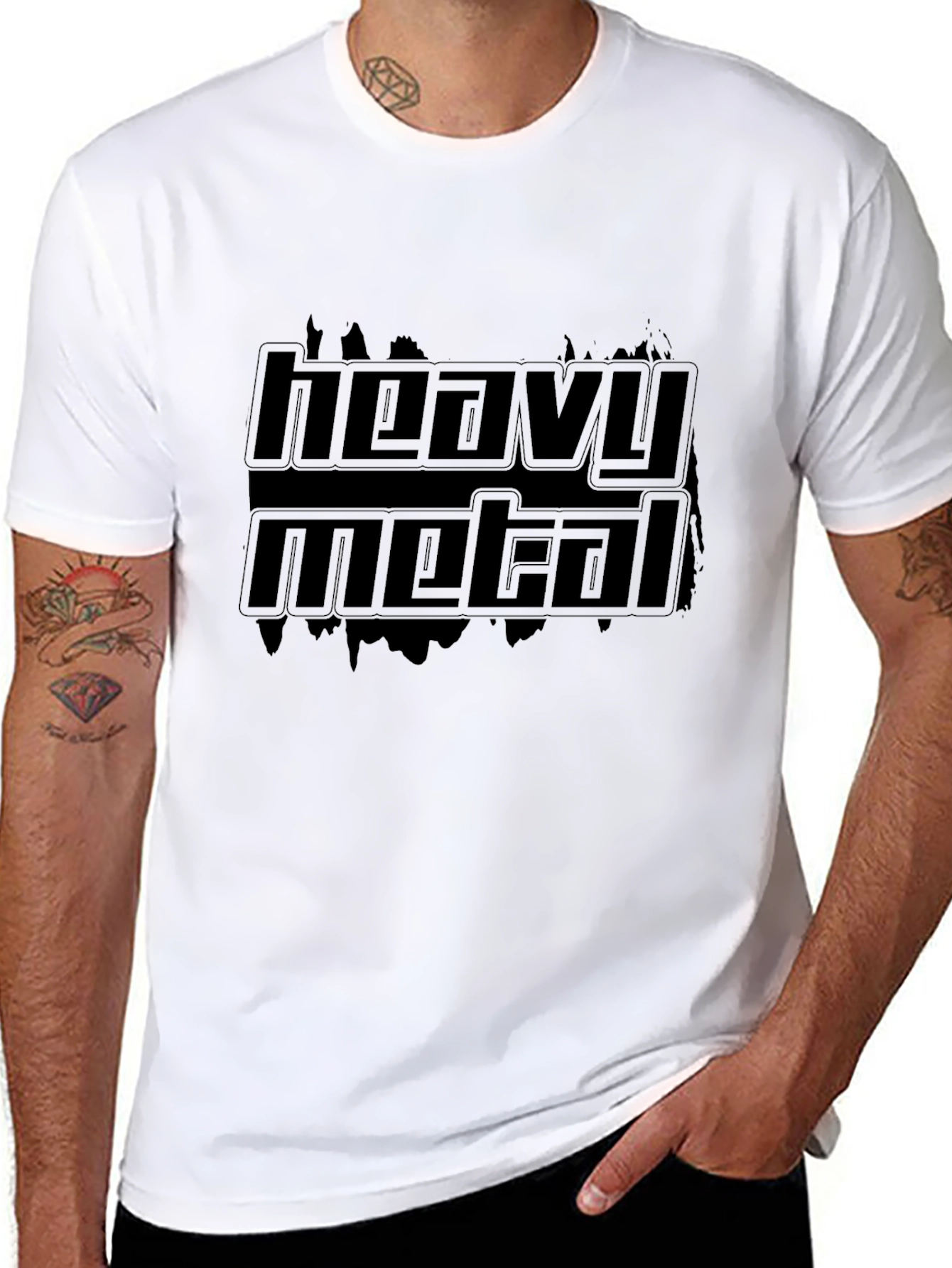 Heavy Metal Graphic Print Crew Neck T-Shirt