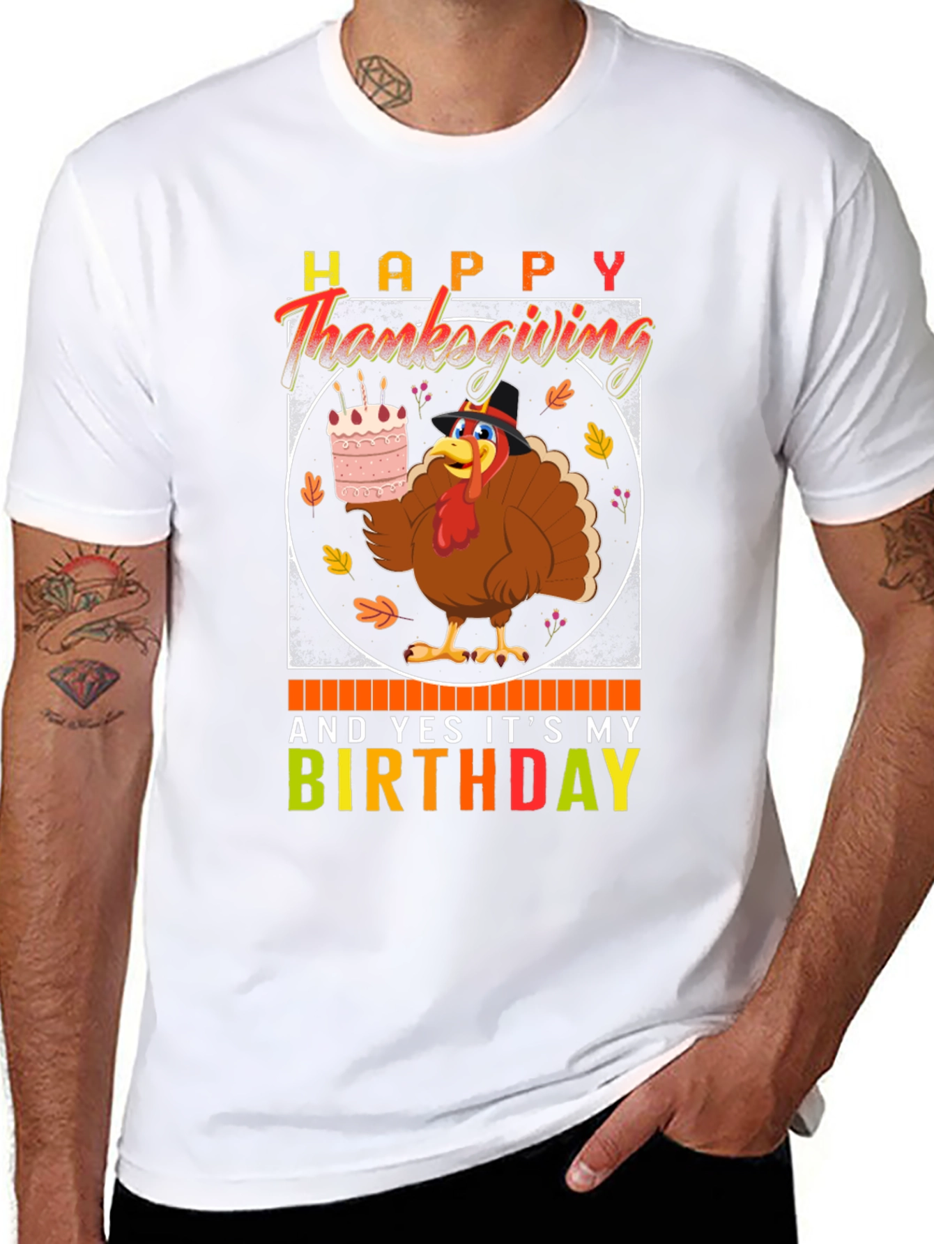 Happy Thanksgiving Birthday Turkey T-Shirt