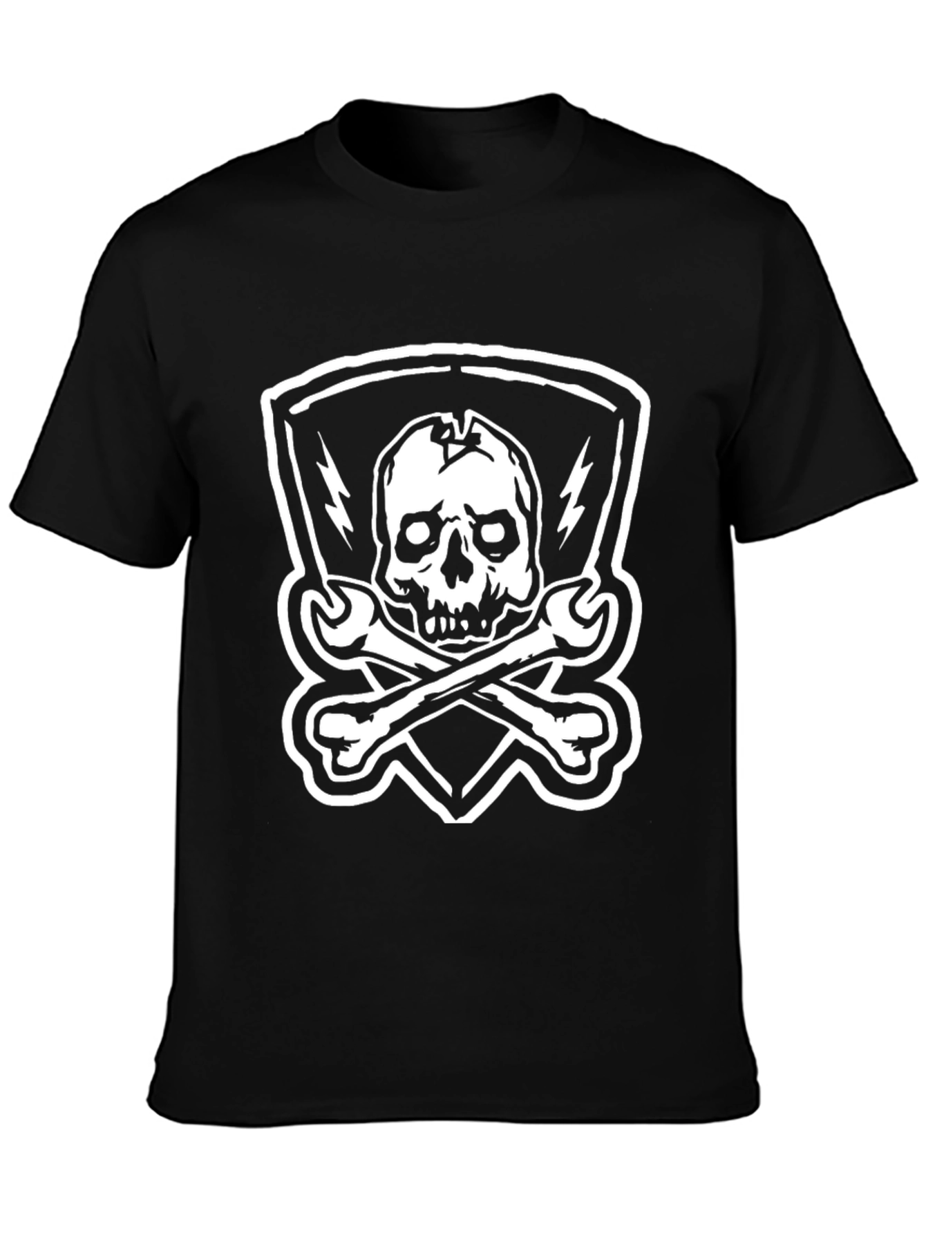 Skull & Wrenches Graphic Tee - Edgy Black T-Shirt