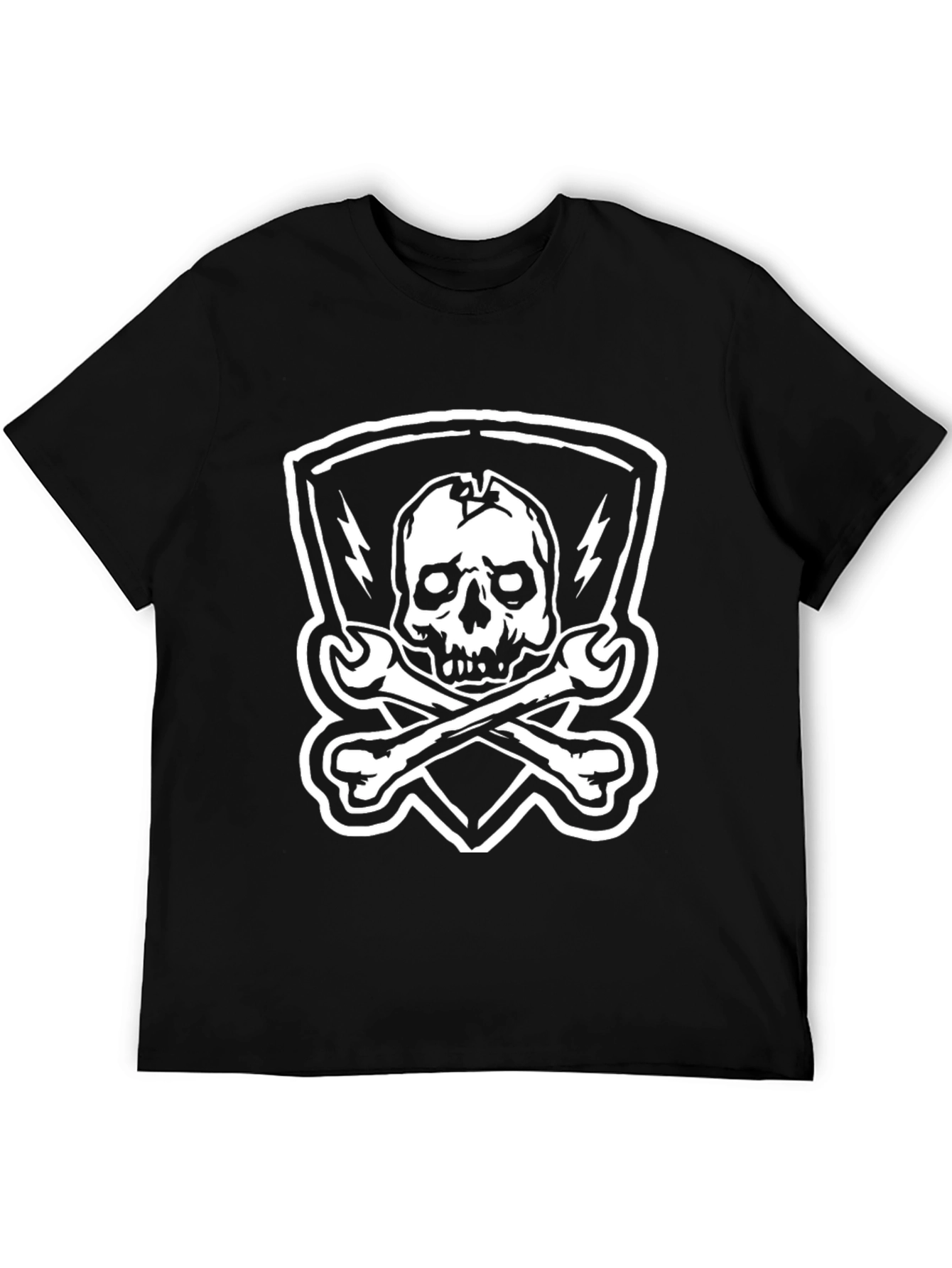 Skull & Wrenches Graphic Tee - Edgy Black T-Shirt