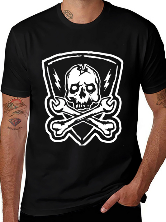 Skull & Wrenches Graphic Tee - Edgy Black T-Shirt