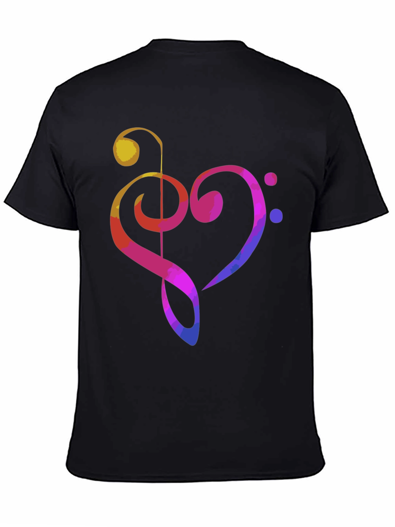 Music Heart Graphic Tee - Black Cotton T-Shirt