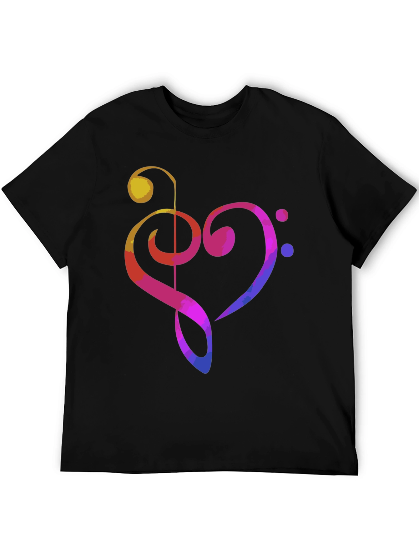 Music Heart Graphic Tee - Black Cotton T-Shirt