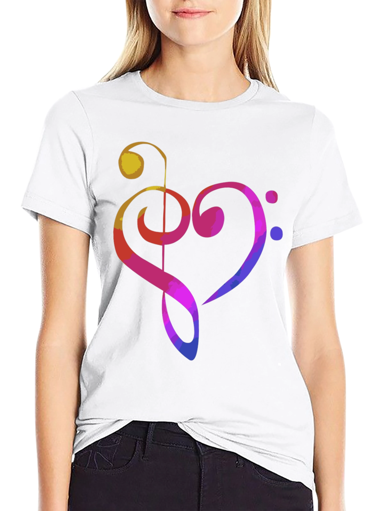 Music Heart Graphic Tee - Black Cotton T-Shirt