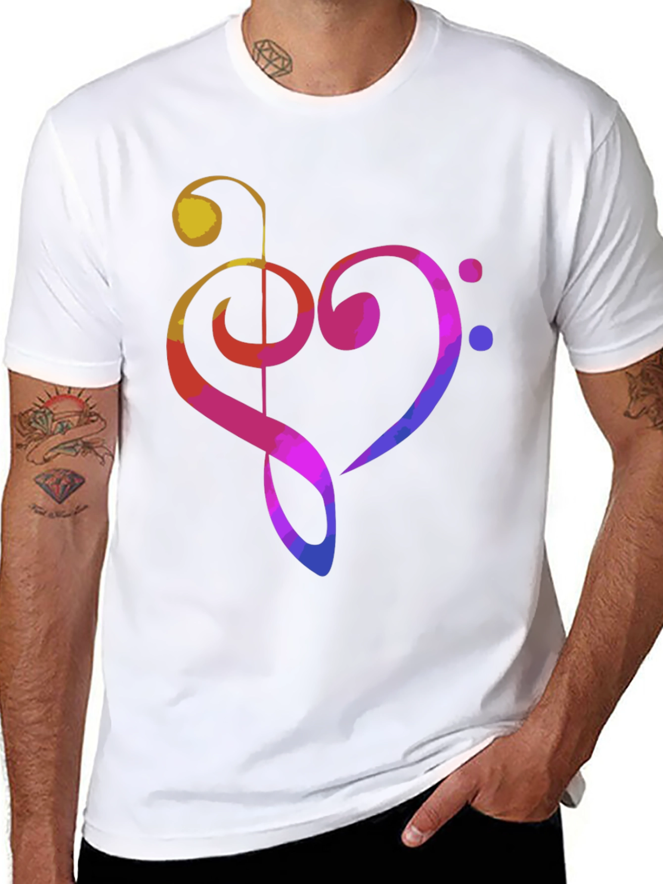 Music Heart Graphic Tee - Black Cotton T-Shirt