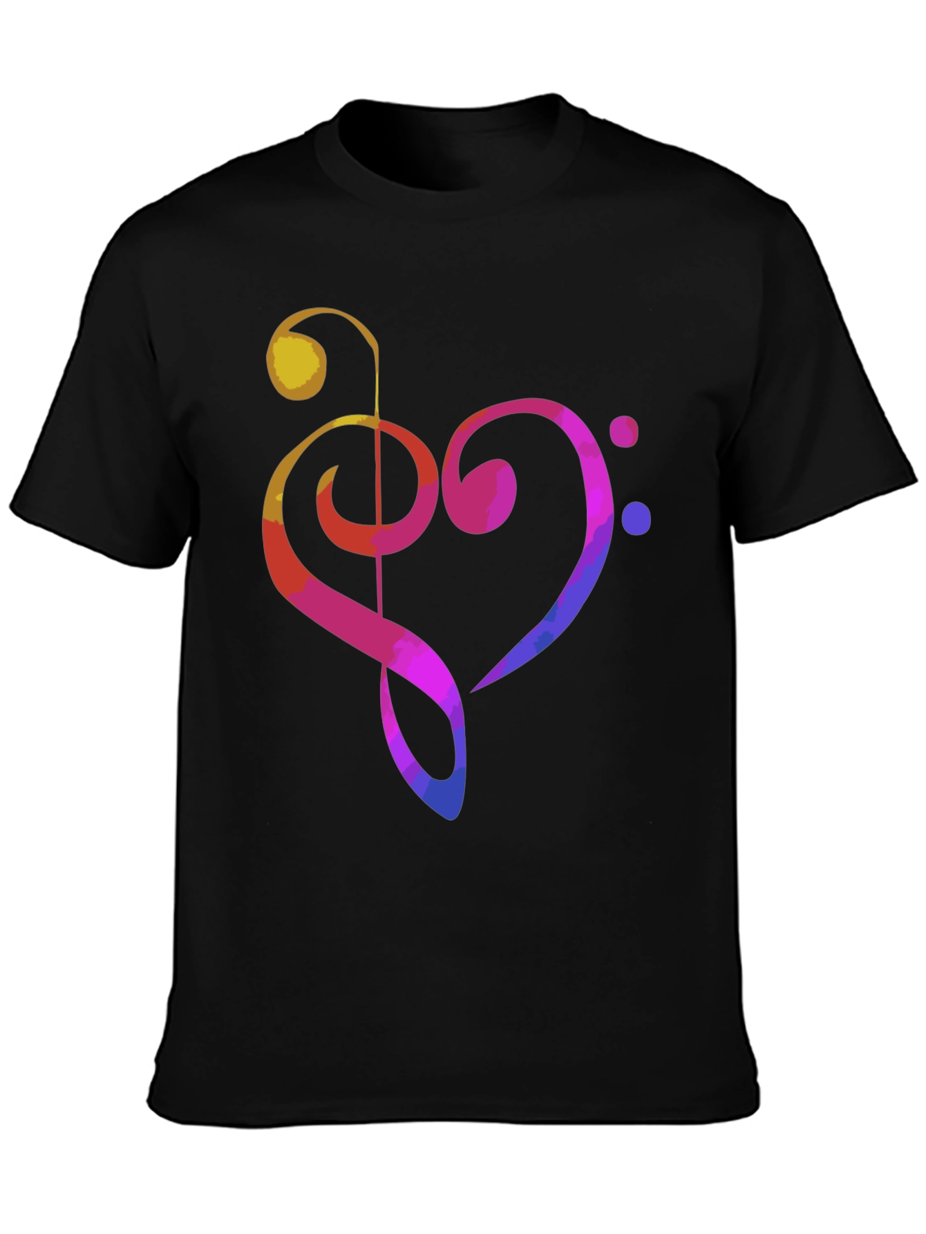 Music Heart Graphic Tee - Black Cotton T-Shirt