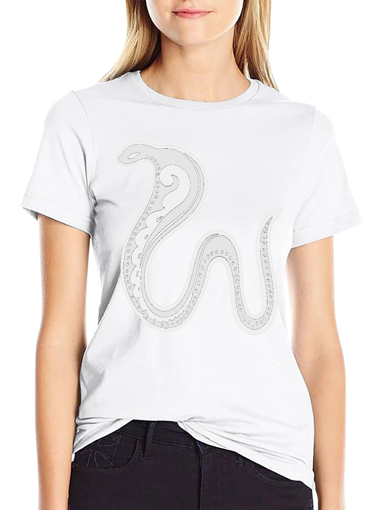 Stylized Snake Graphic Tee - Mens Black Cotton T-Shirt
