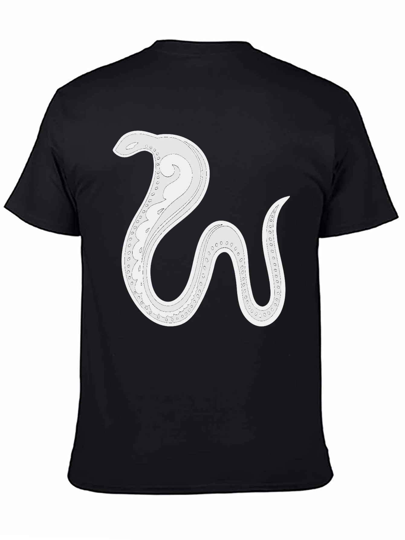 Stylized Snake Graphic Tee - Mens Black Cotton T-Shirt