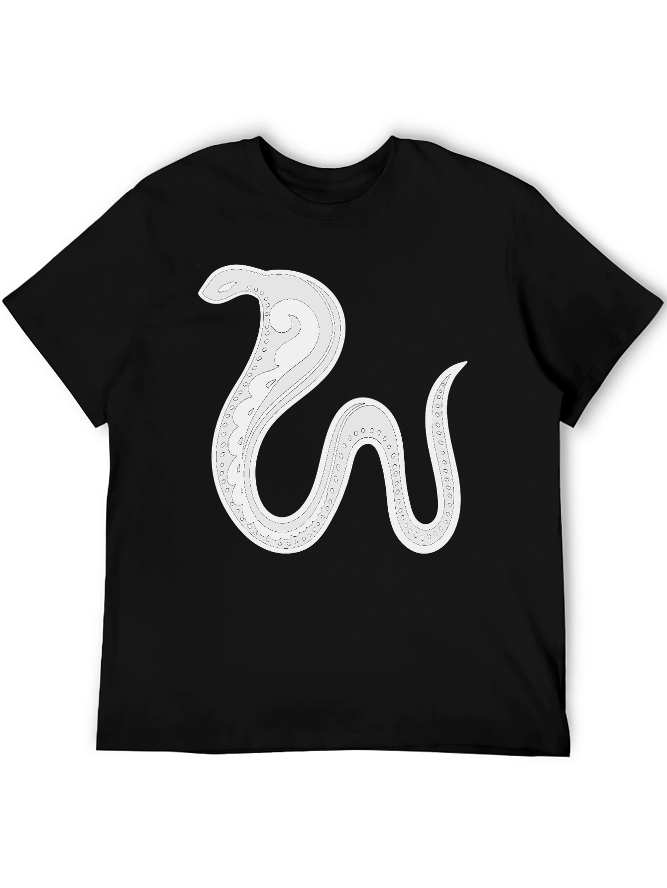 Stylized Snake Graphic Tee - Mens Black Cotton T-Shirt