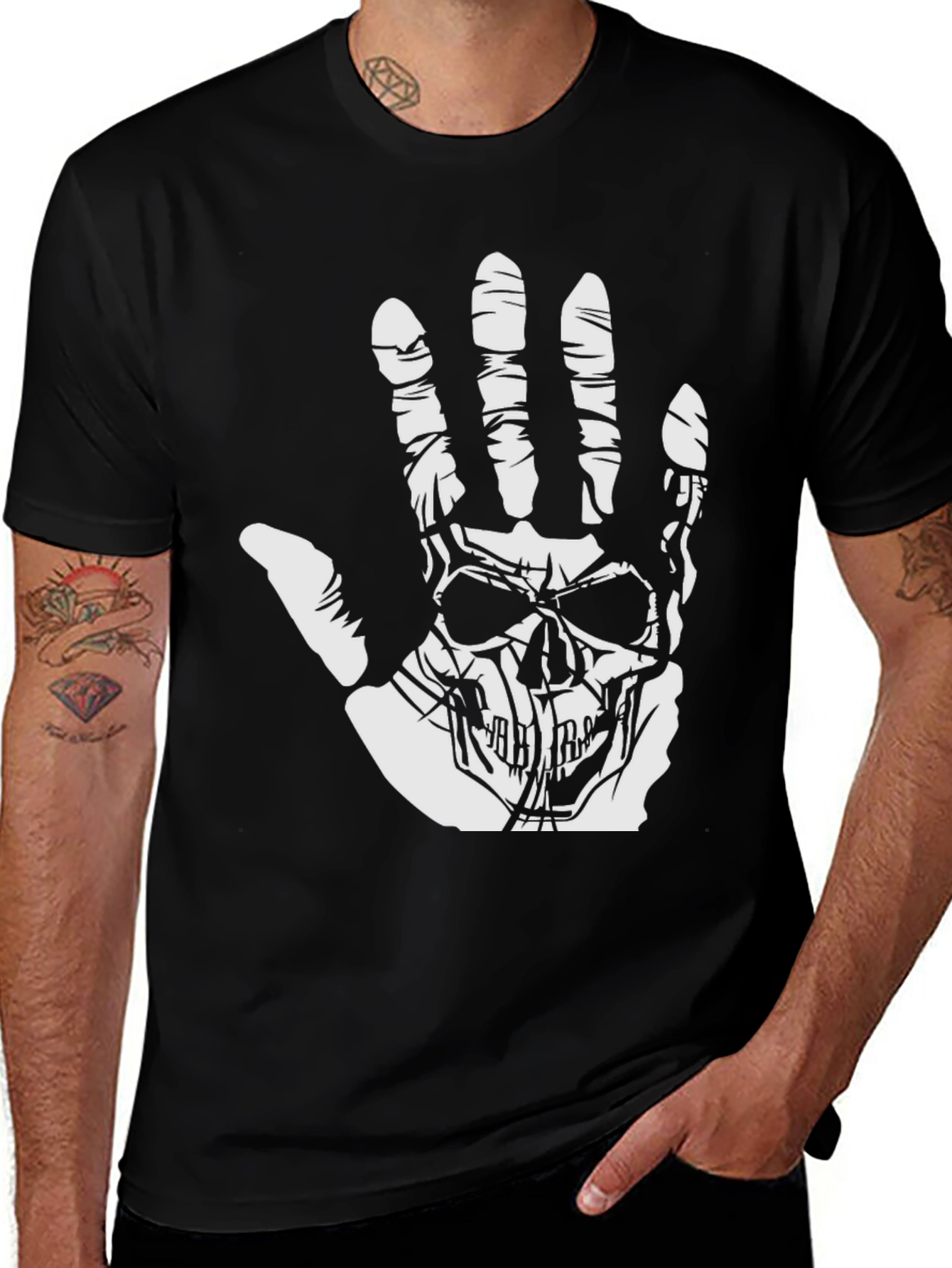 Skull Hand Graphic Tee - Mens Black T-Shirt