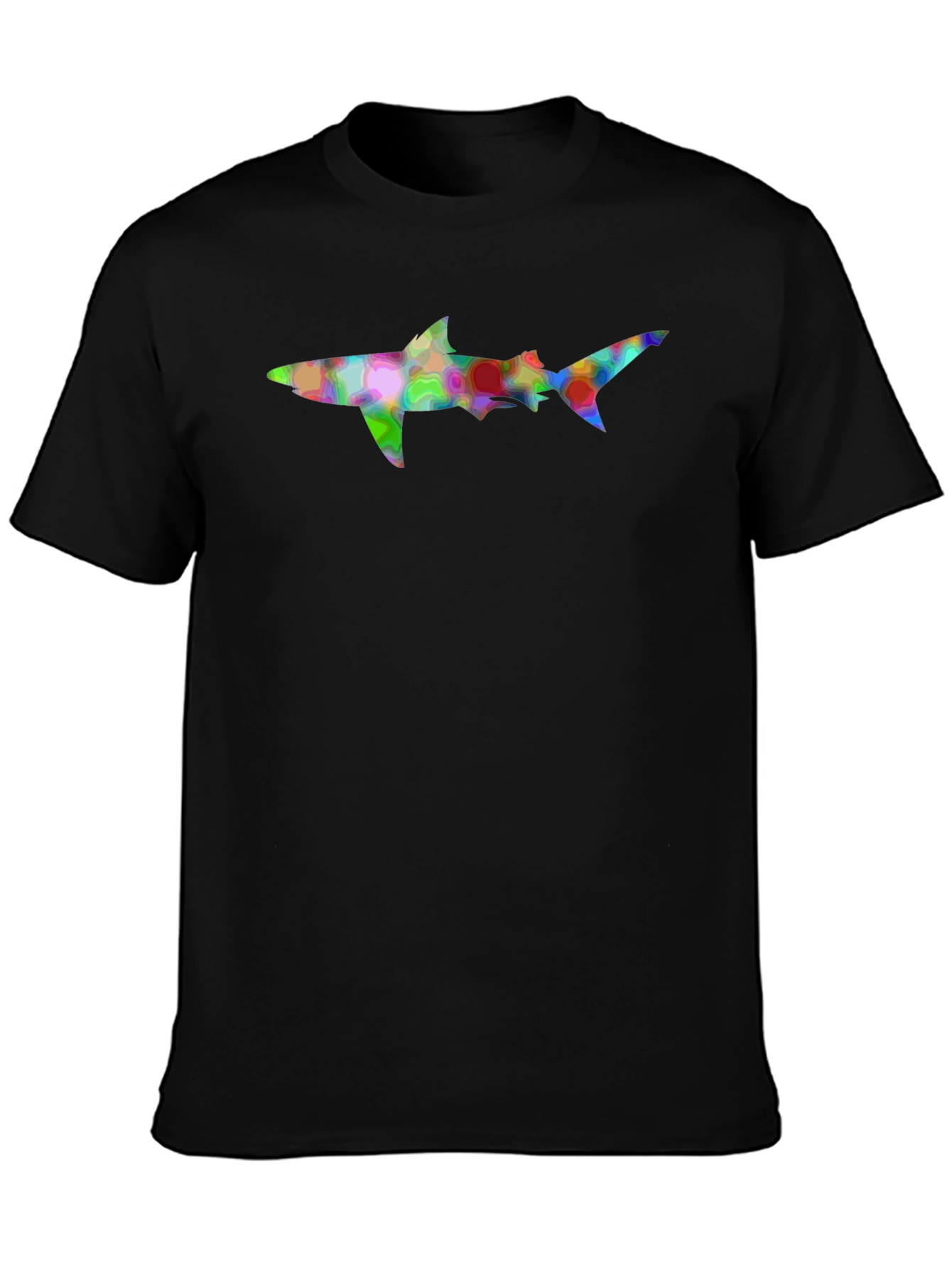 Abstract Shark Graphic Tee - Mens Black T-Shirt