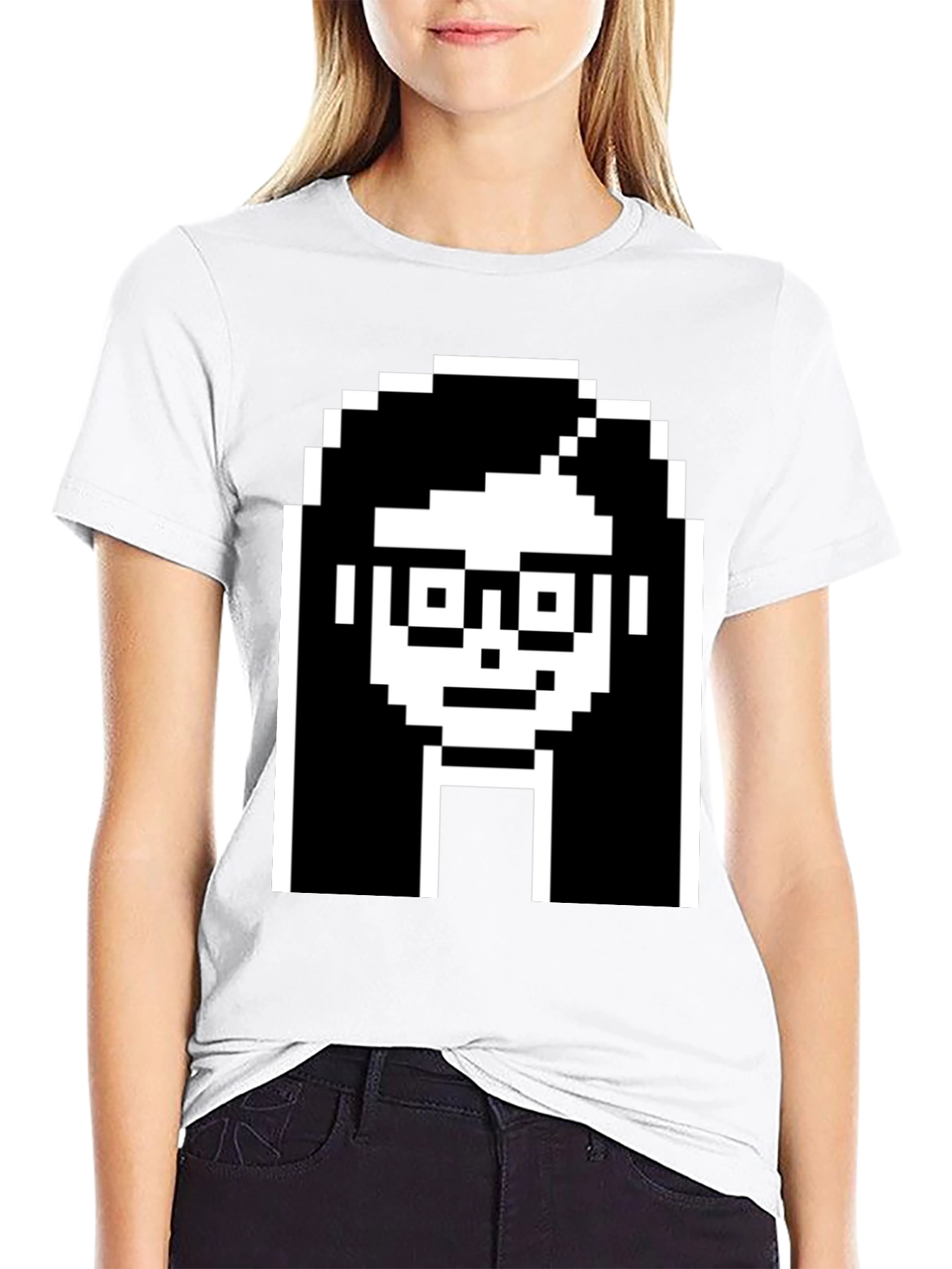 Pixelated Girl Tee - Geek Chic Black T-Shirt