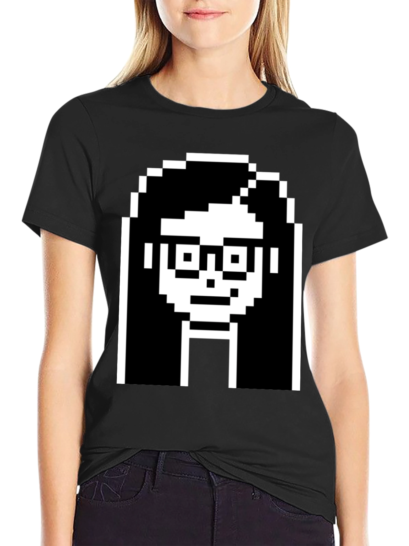 Pixelated Girl Tee - Geek Chic Black T-Shirt